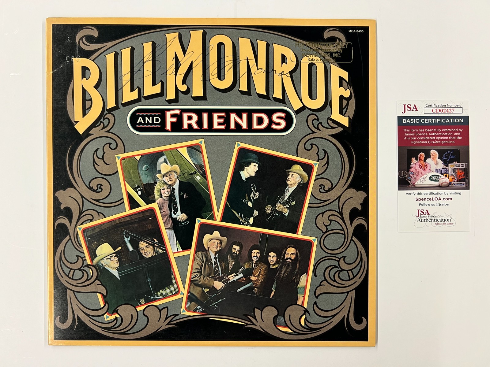 Bill Monroe Signed Autographed Vinyl LP Bill Monroe and Friends JSA LARGE AUTO