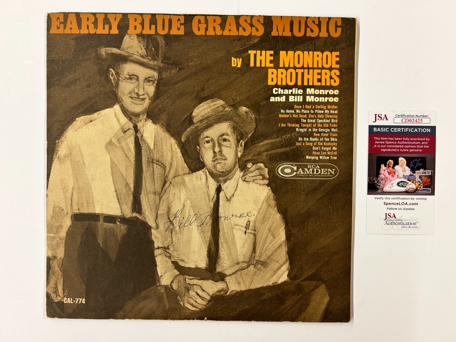 Bill Monroe Signed Autographed Vinyl LP Early Blue Grass Music JSA
