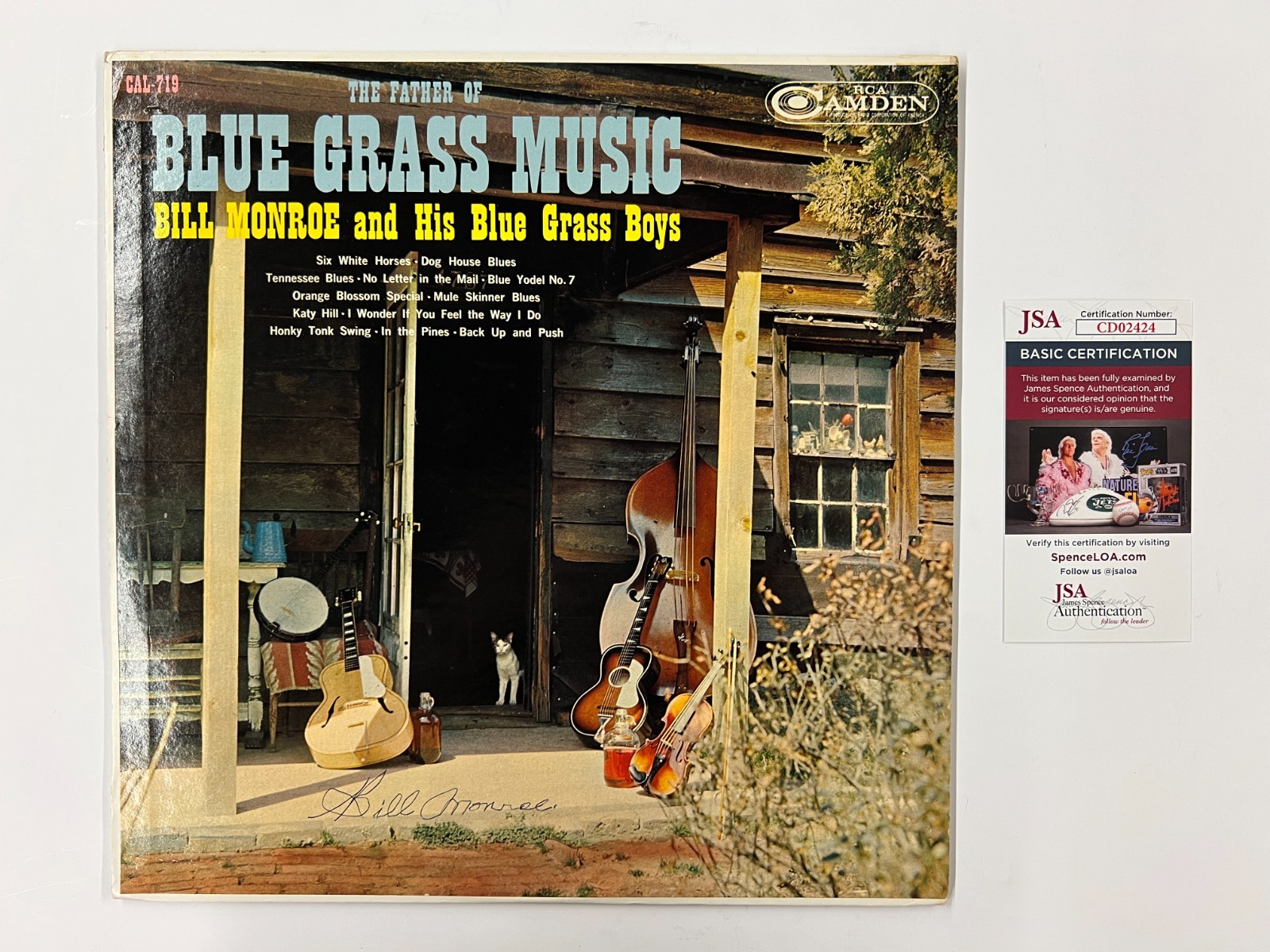 Bill Monroe Signed Autographed Vinyl LP Father of Bluegrass Music JSA