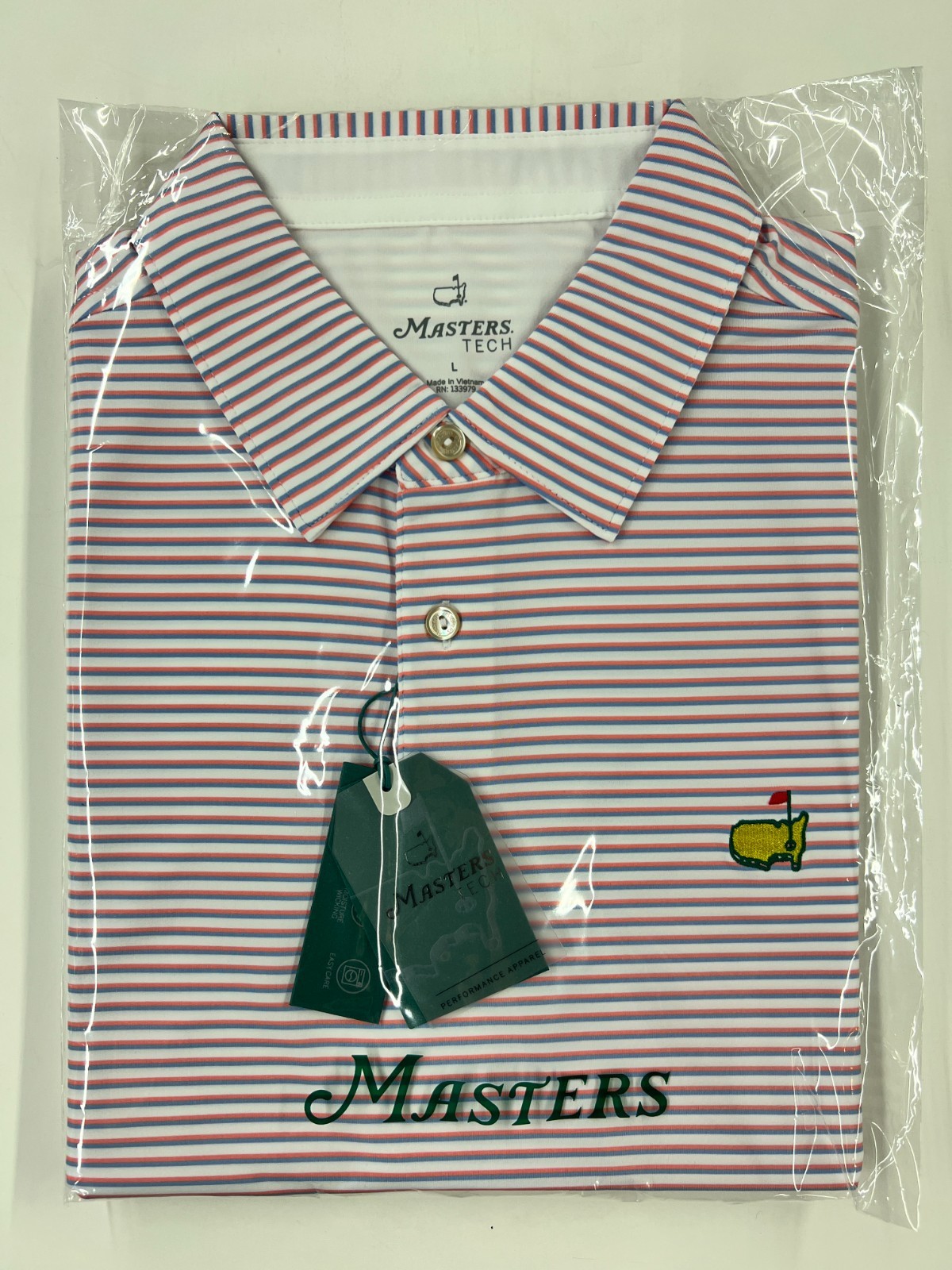 Masters Tech Performance Golf Polo Stripe Augusta National NEW with Tags L