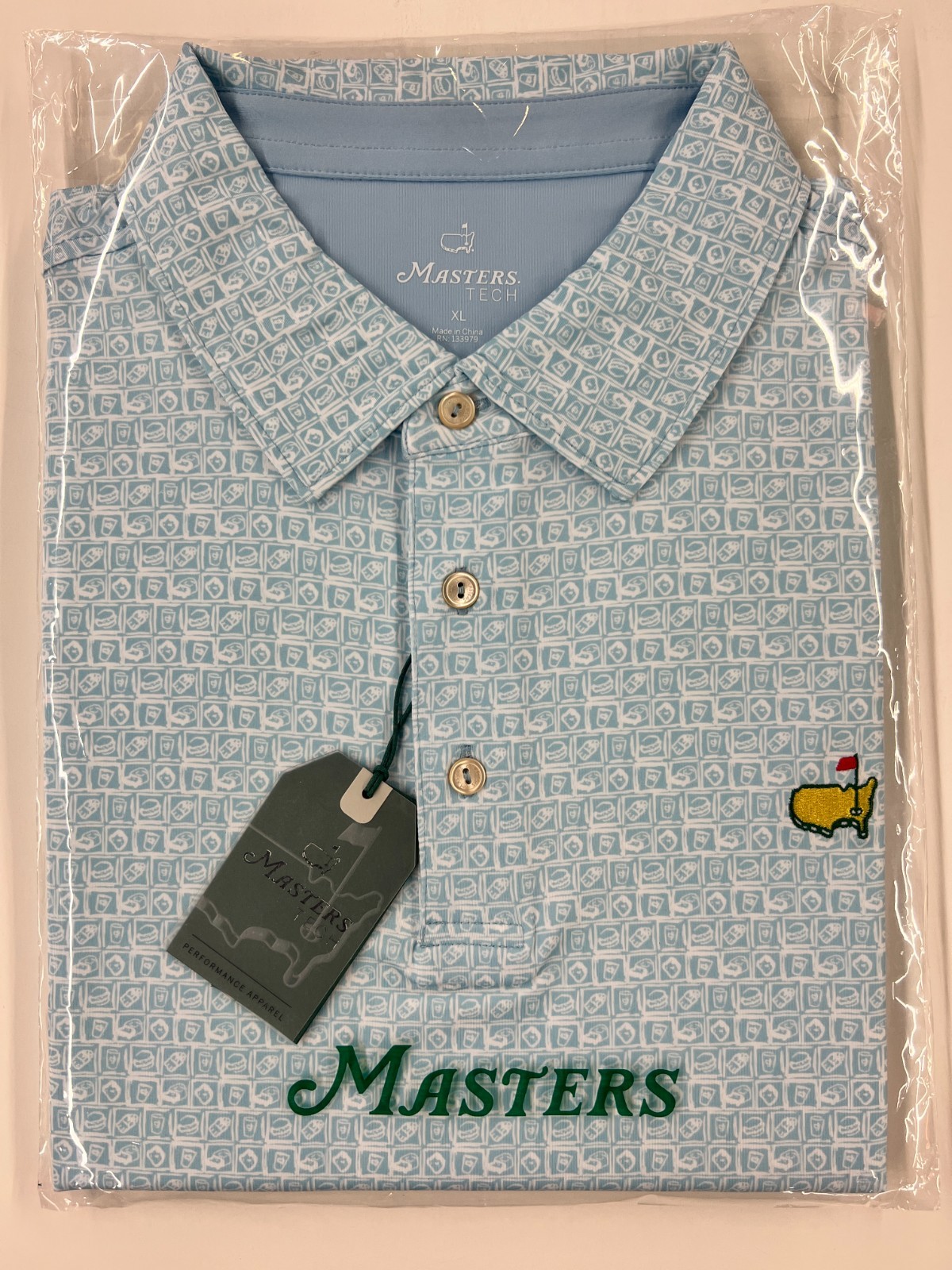 Masters Tech Performance Golf Polo Blue Augusta National NEW with Tags XL