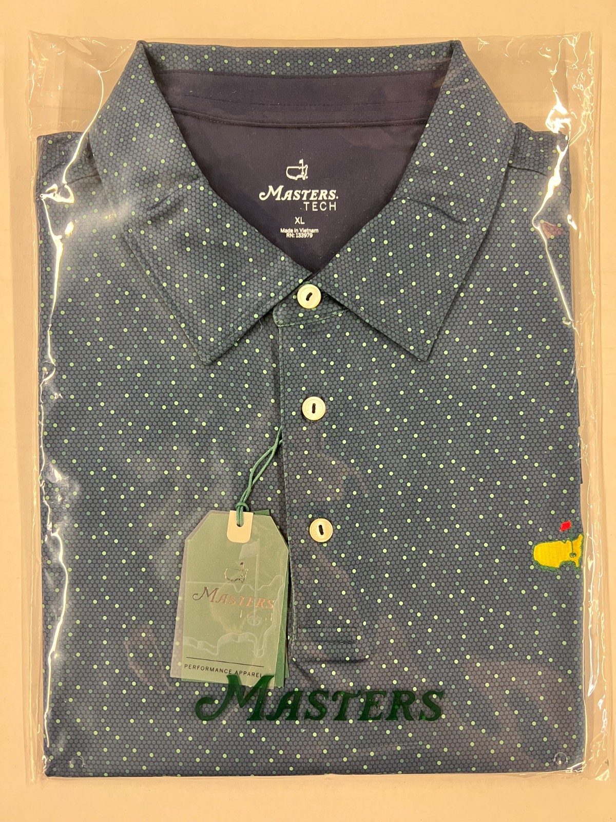 Masters Tech Performance Golf Polo Navy Blue Augusta National NEW Tags LARGE