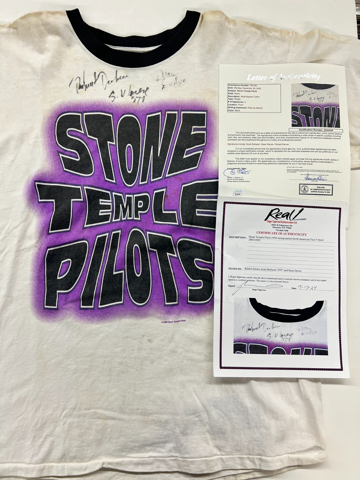 Stone Temple Pilots Signed Autographed Vintage T-Shirt JSA REAL Scott Weiland