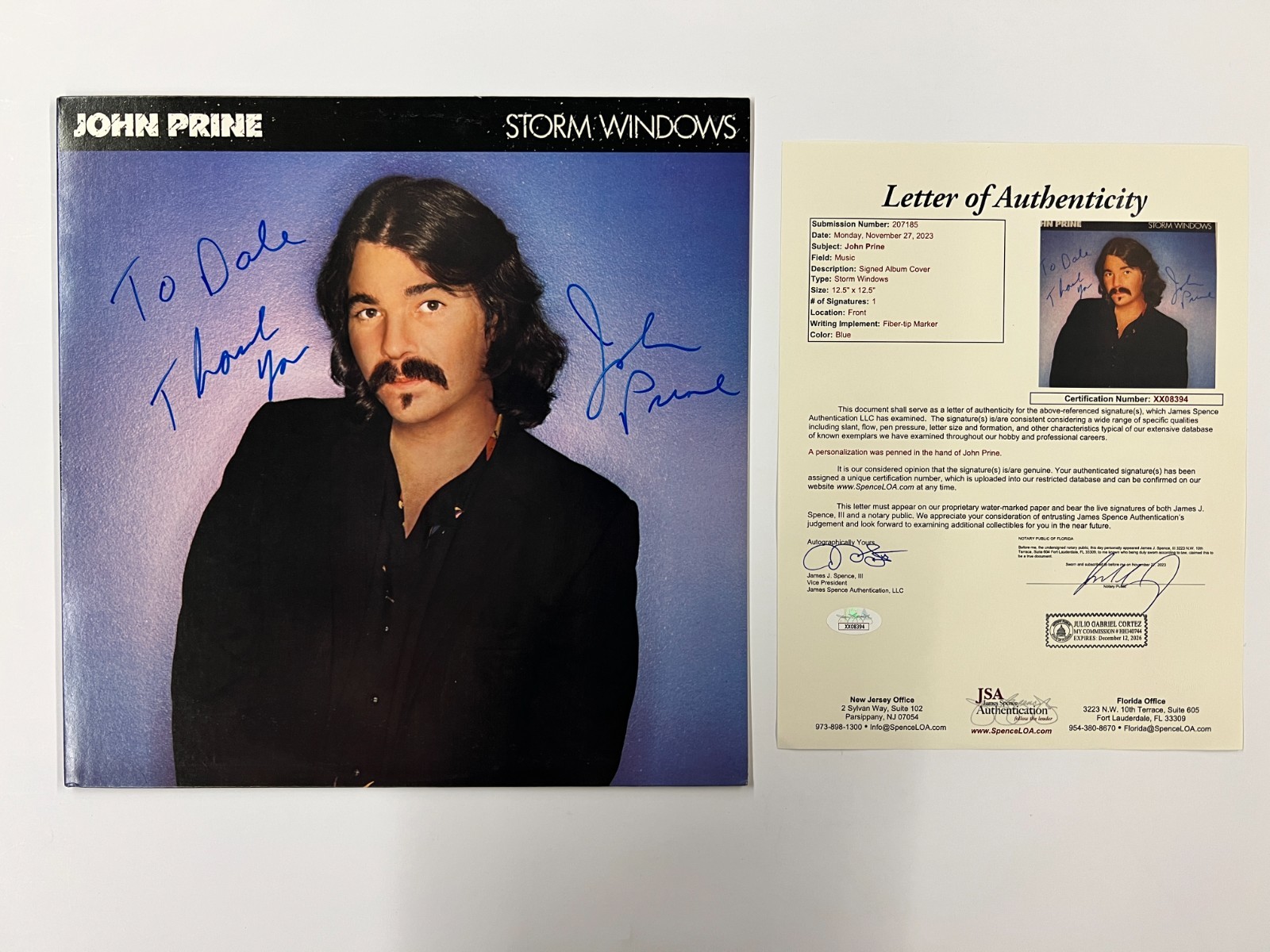John Prine Signed Autographed Vinyl LP Storm Windows JSA LOA