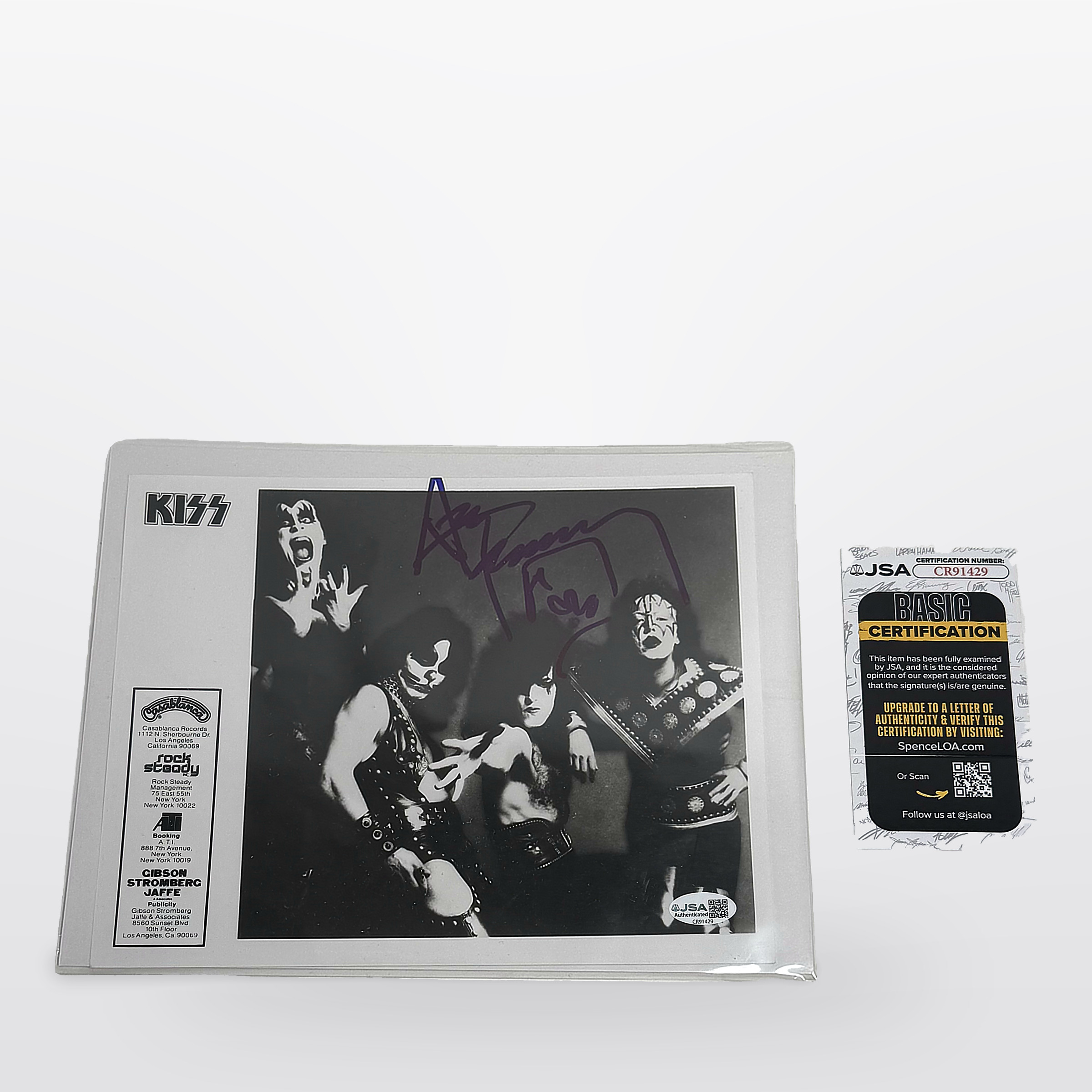 Ace Frehley KISS Signed Auto Autograph 8.5x11 Promotional Photo JSA CR91429