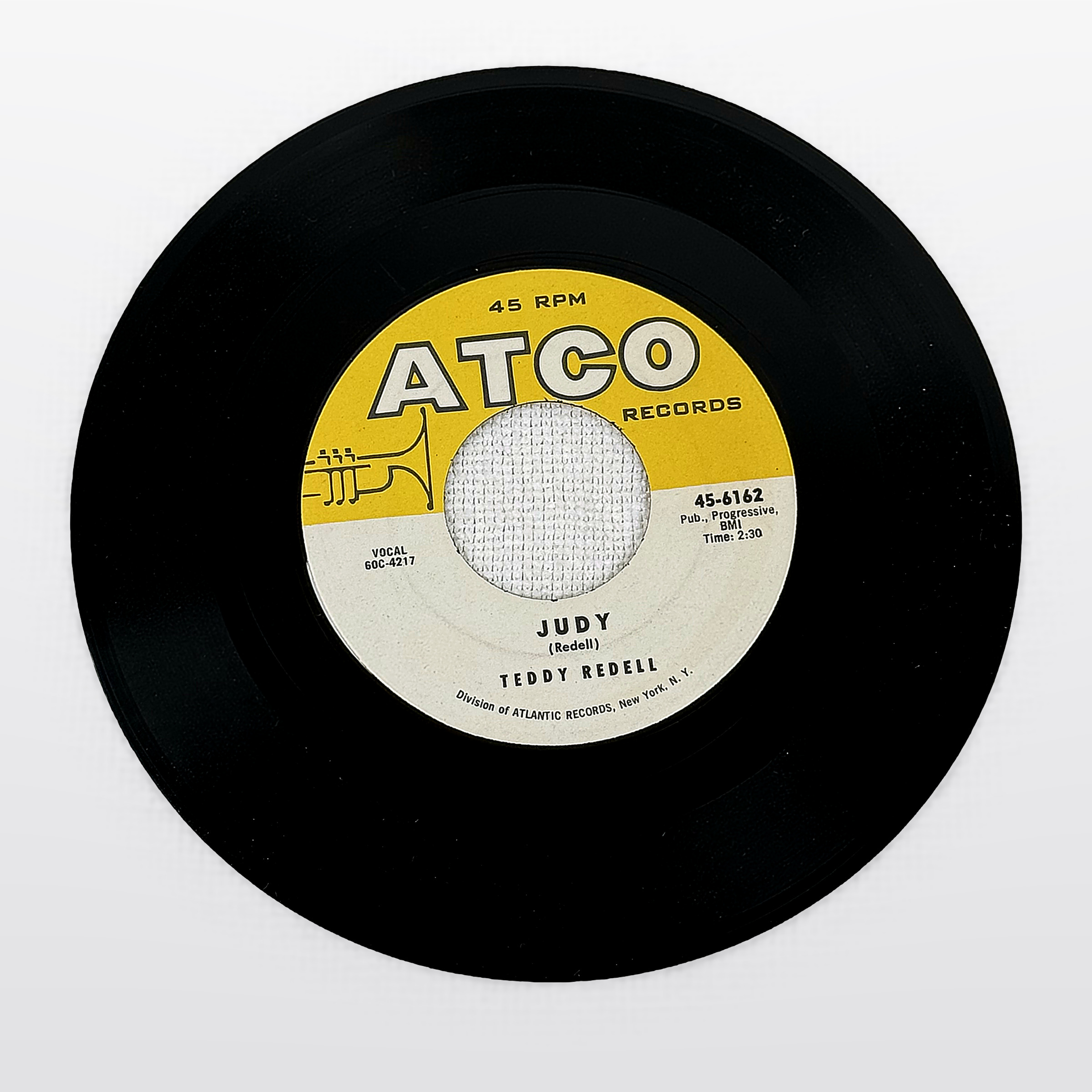 Teddy Redell Judy / Can't You See 7" Vinyl 45 RPM ATCO Records 45-6162 1960