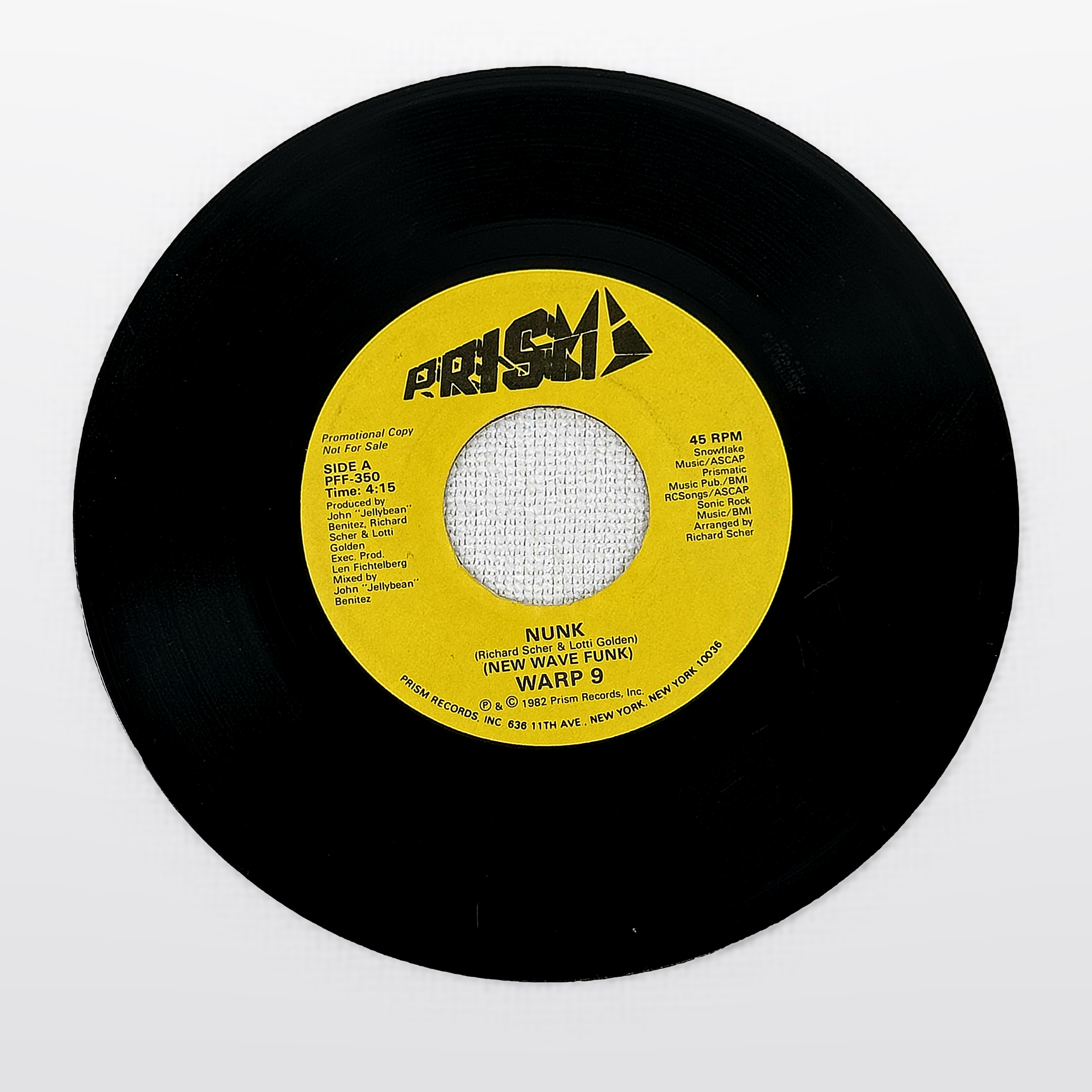 WARP 9 Nunk (New Wave Funk) 7" Vinyl Single Prism Records Inc PFF-350 1982