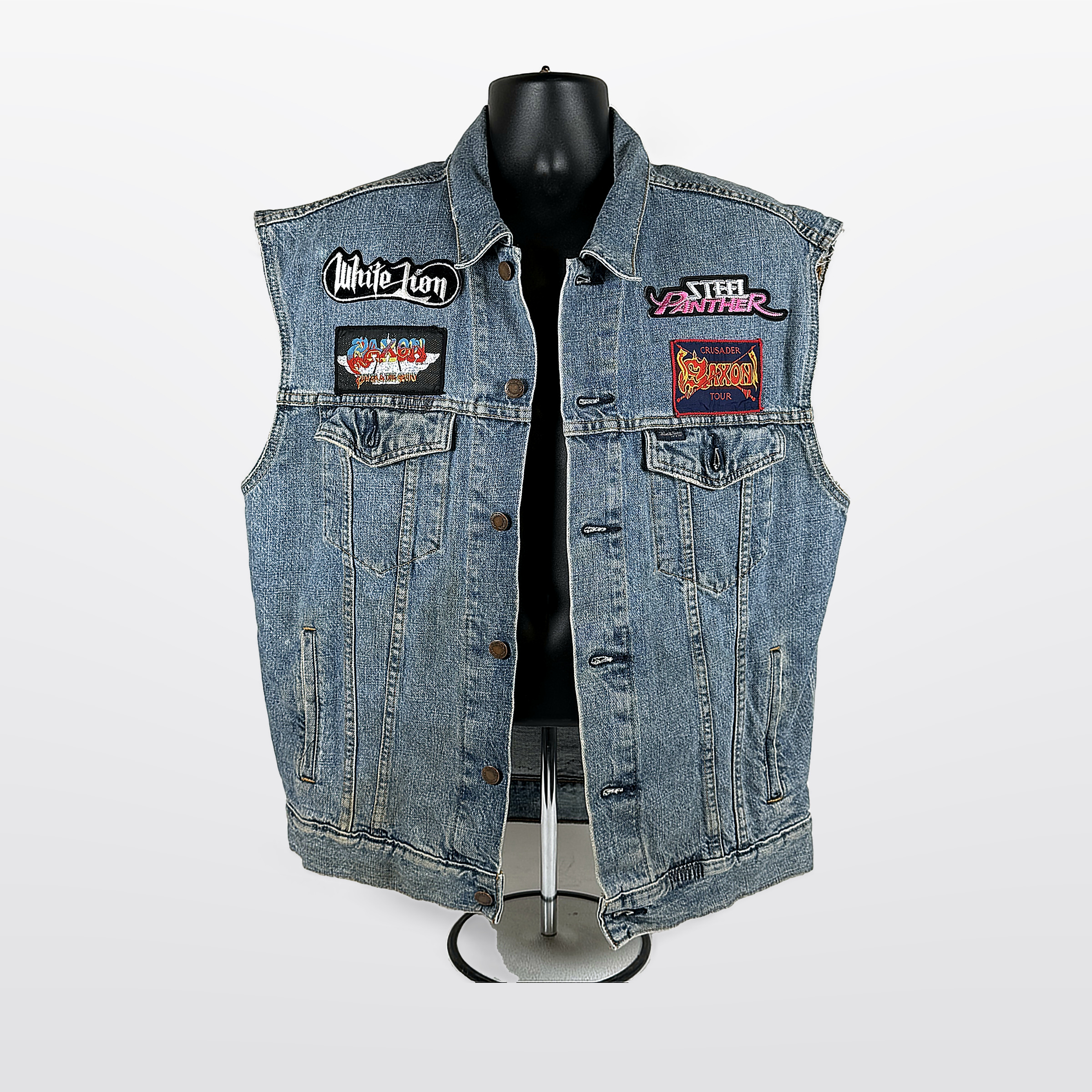 2000s Warrant Bon Jovi Tesla Kix BulletBoys Hair Metal Patch Denim Vest Size L