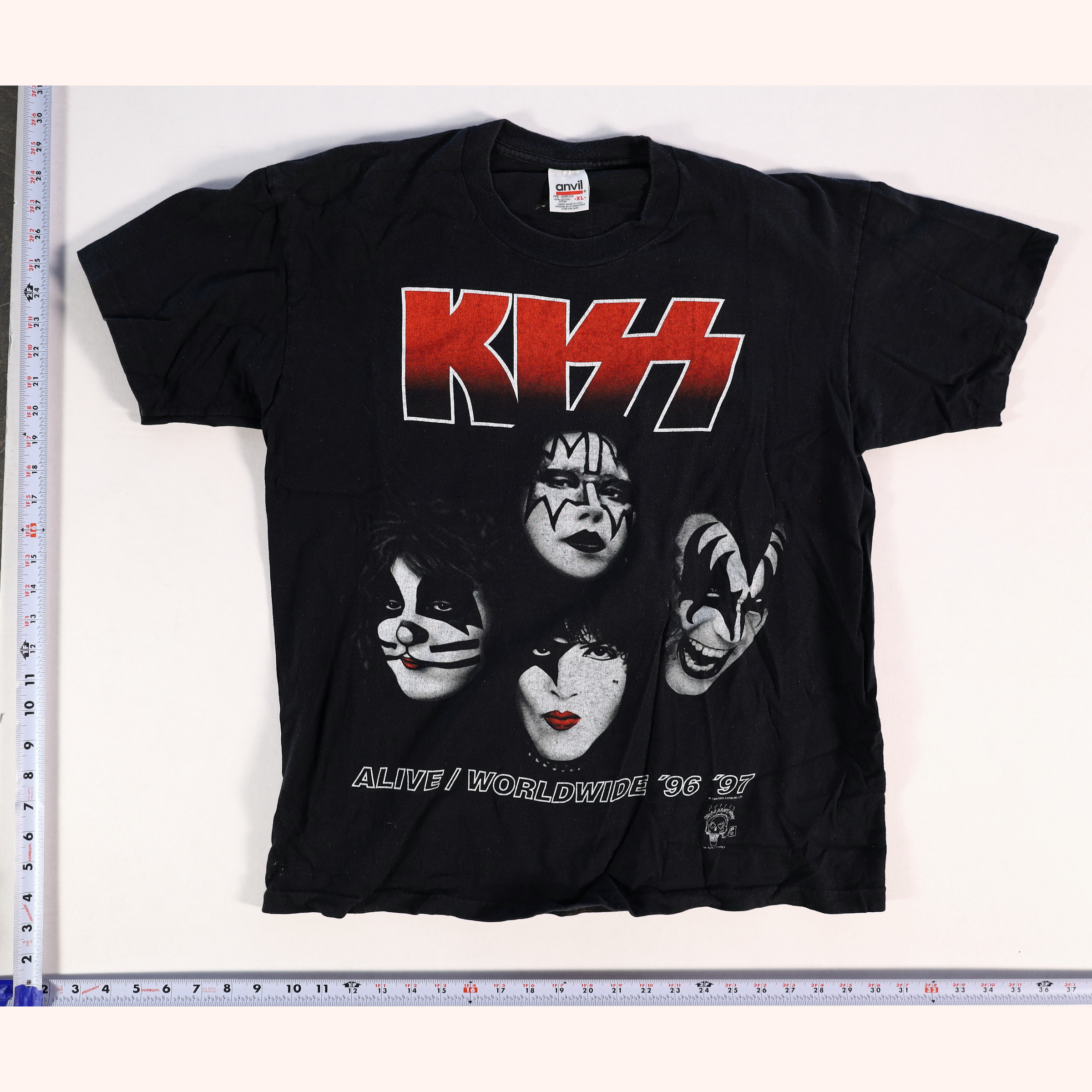 Vintage 1990s KISS Alive / Worldwide '96 '97 T-Shirt Size XL
