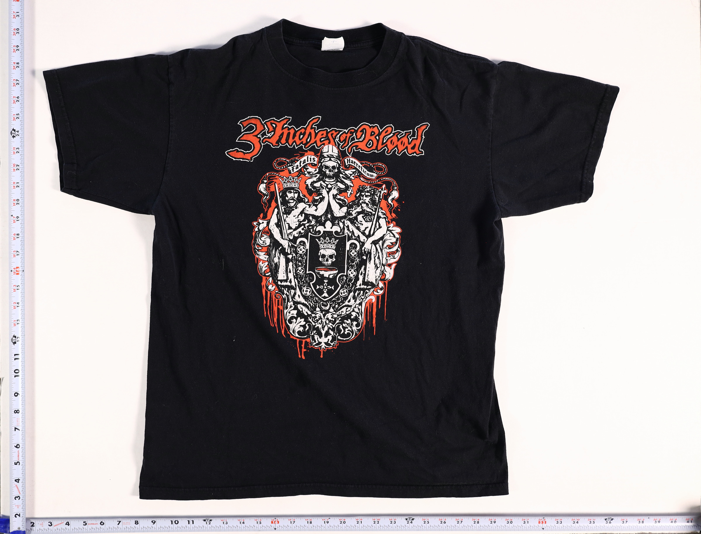 2000s 3 Inches Of Blood T-Shirt Size L Black Cotton Short Sleeve Graphic Tee