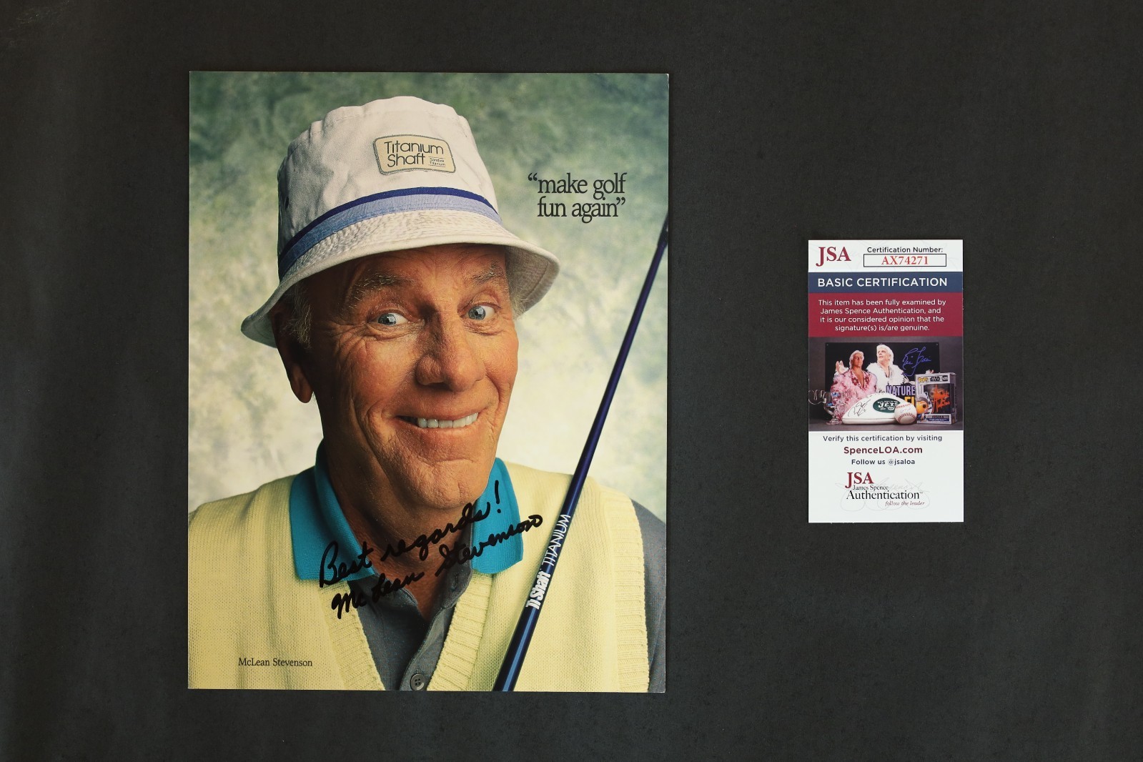 McLean Stevenson Signed Golf Brochure JSA COA “Make Golf Fun Again”