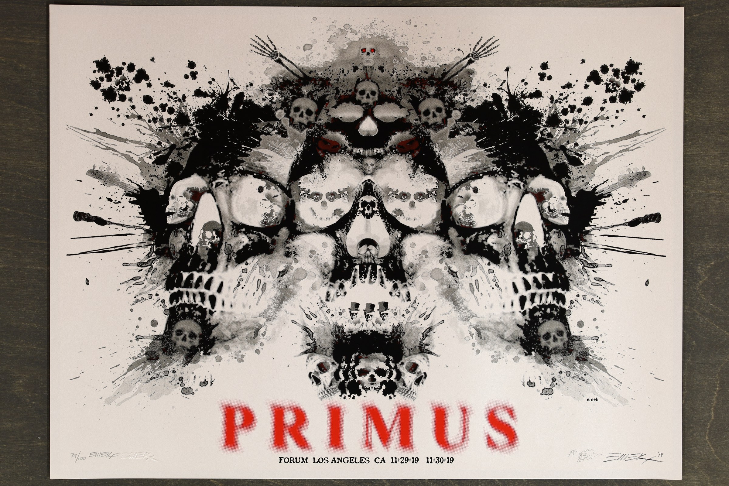 EMEK PRIMUS LA Forum 2019 Concert Poster SIGNED Numbered 39/100 Doodled Embossed