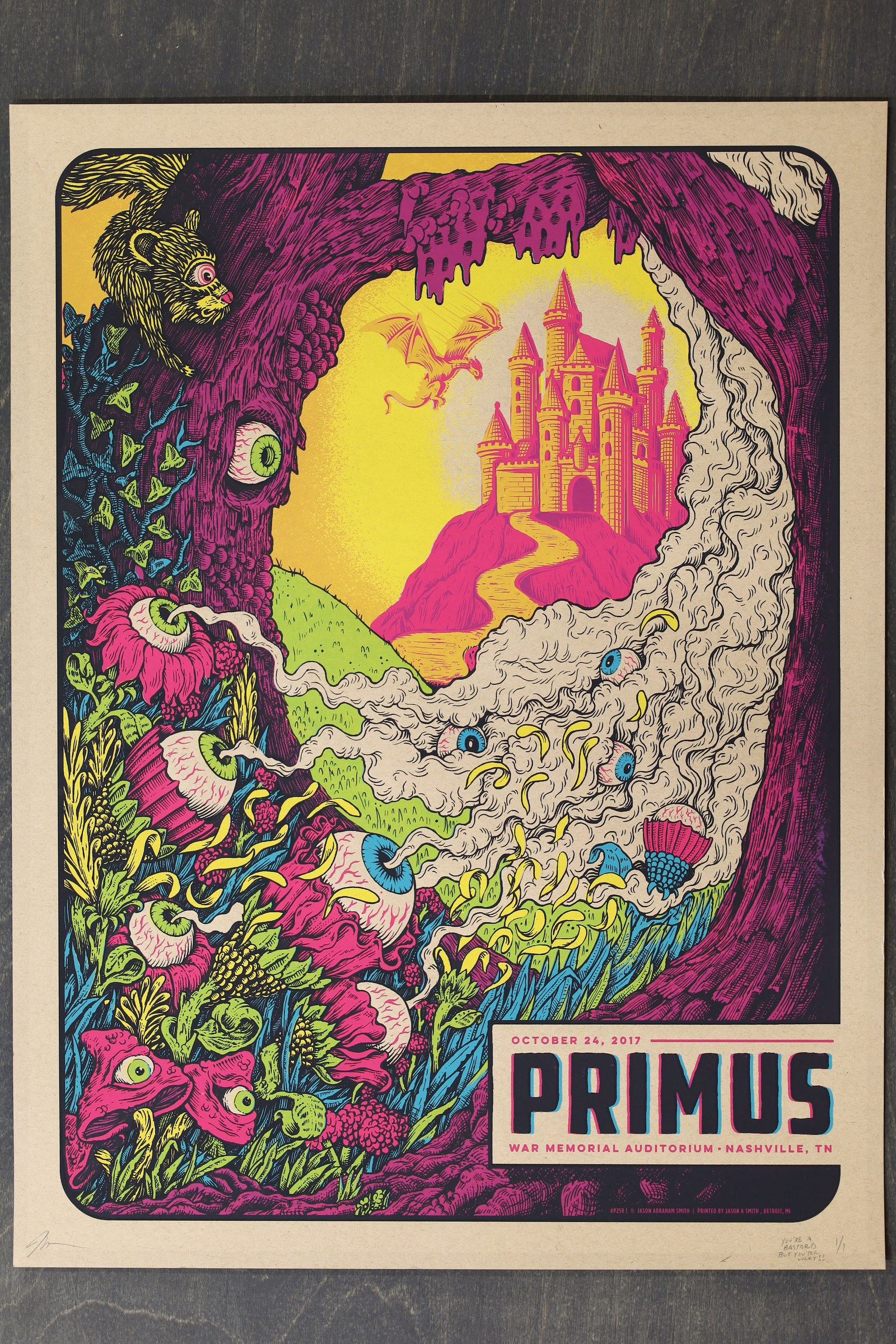 Primus War Memorial Auditorium Nashville TN 2017 Poster Signed & Inscribed 1/1
