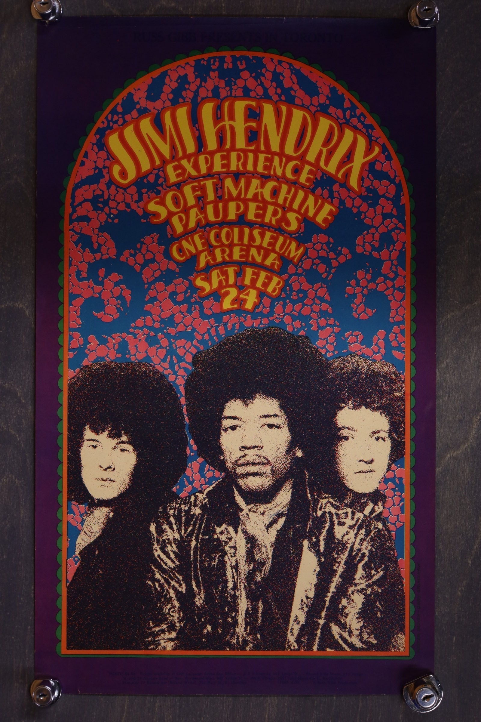 Jimi Hendrix Experience CNE Coliseum Toronto 1968 Poster Gary Grimshaw Creased