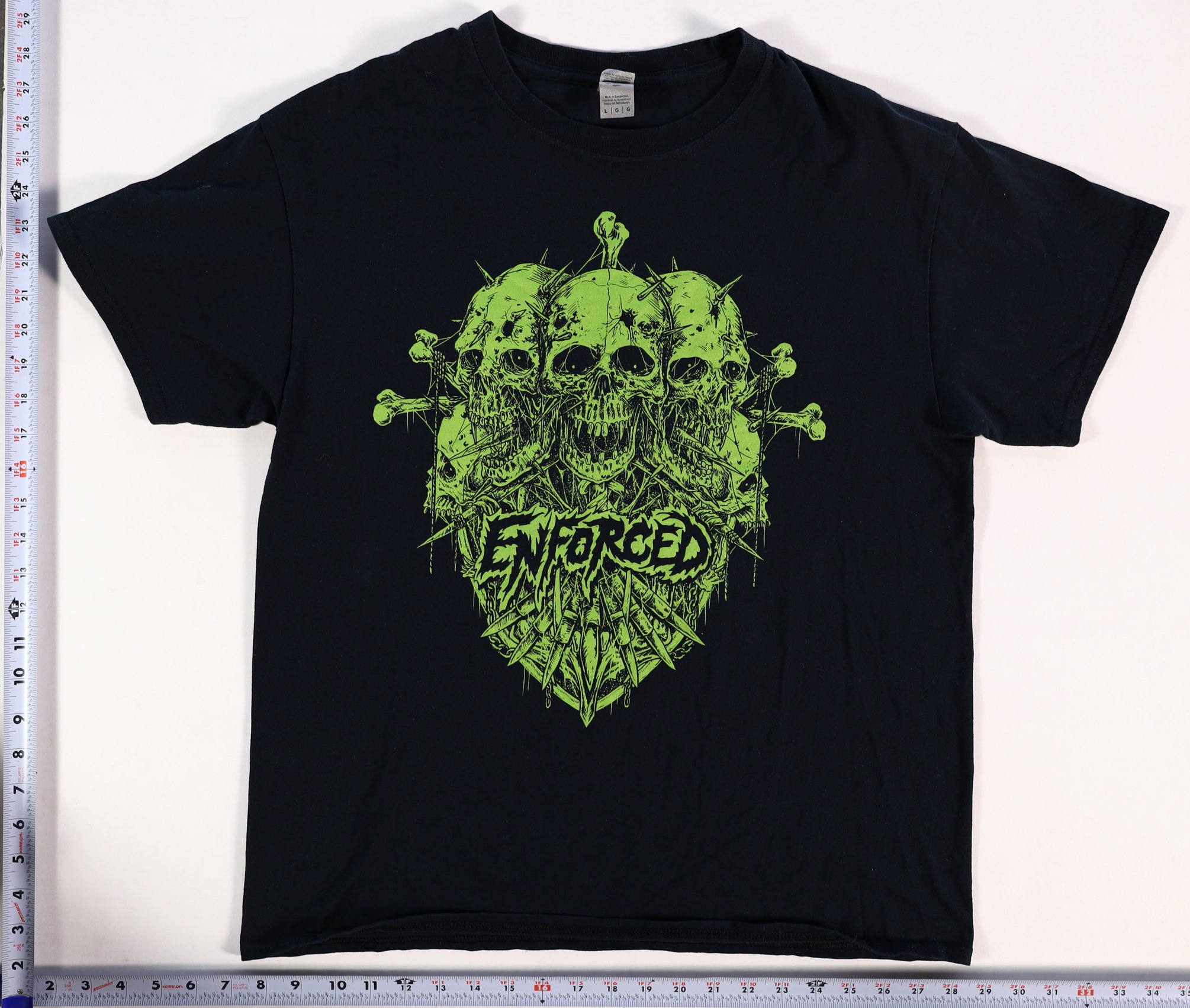 Enforced Skull And Bones T-Shirt Size L Cotton Graphic Tee