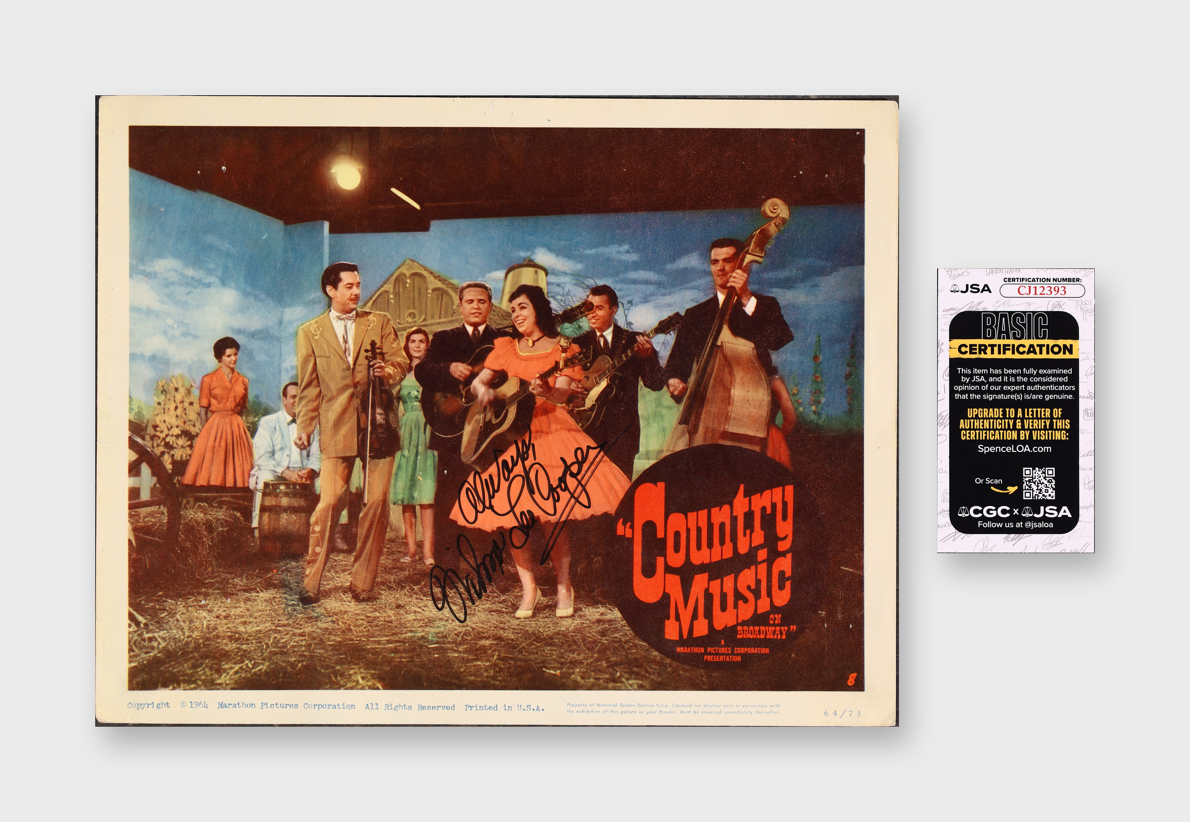 Country Music On Broadway Lobby Card 1964 JSA CJ12393