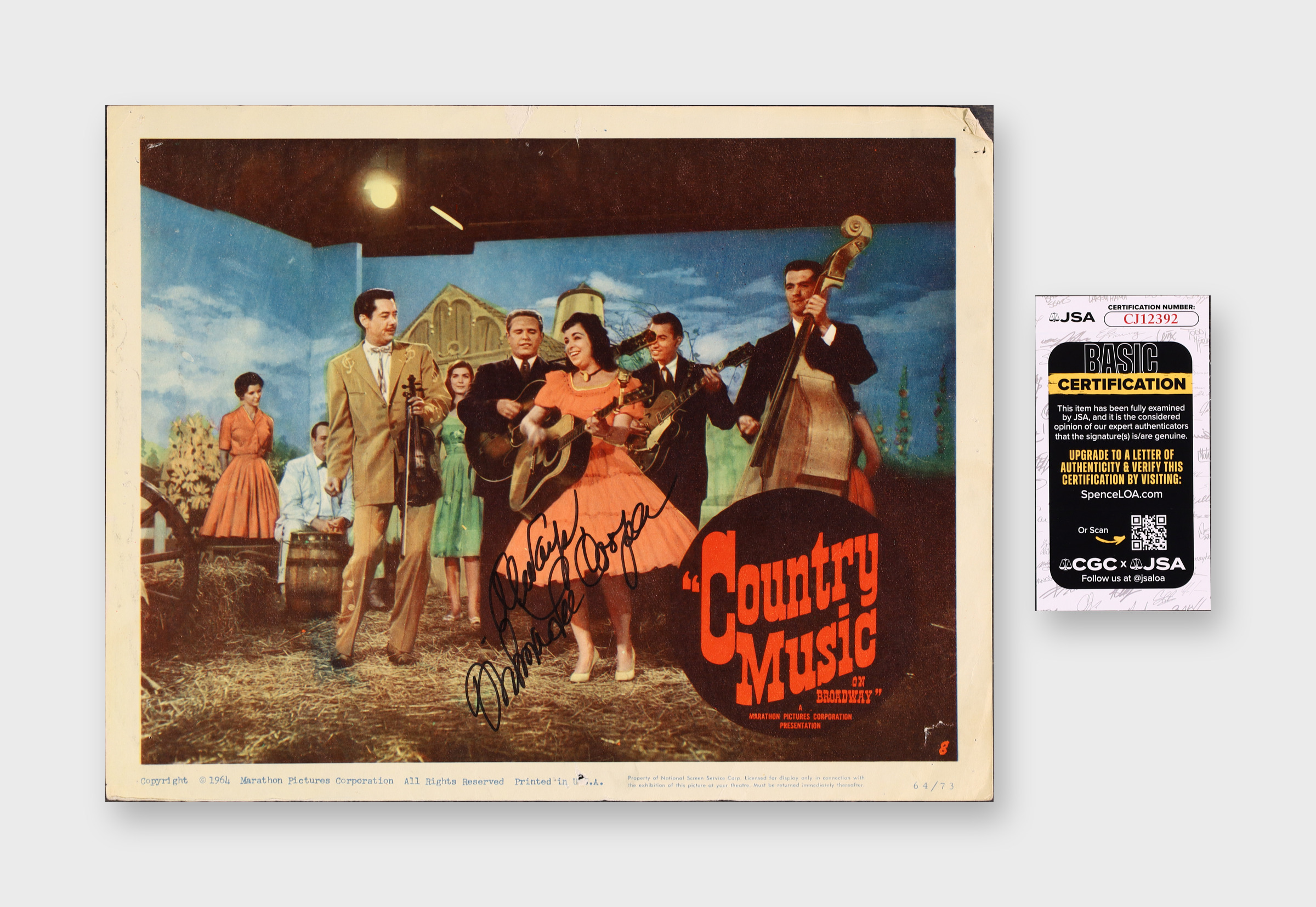 Country Music On Broadway Lobby Card 1964 JSA COA CJ12392