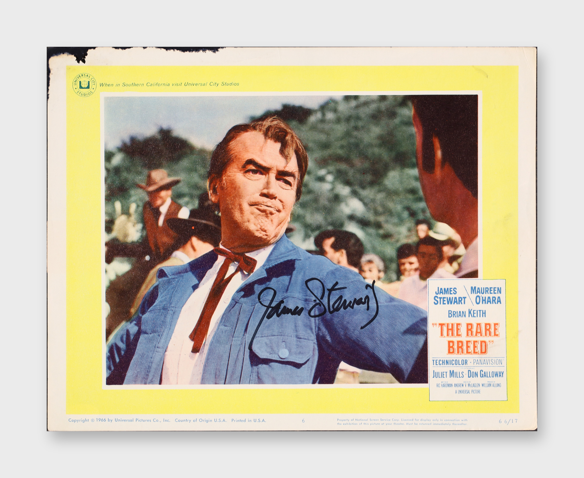 Jimmy Stewart Signed 1966 Lobby Card The Rare Breed JSA COA AX73227