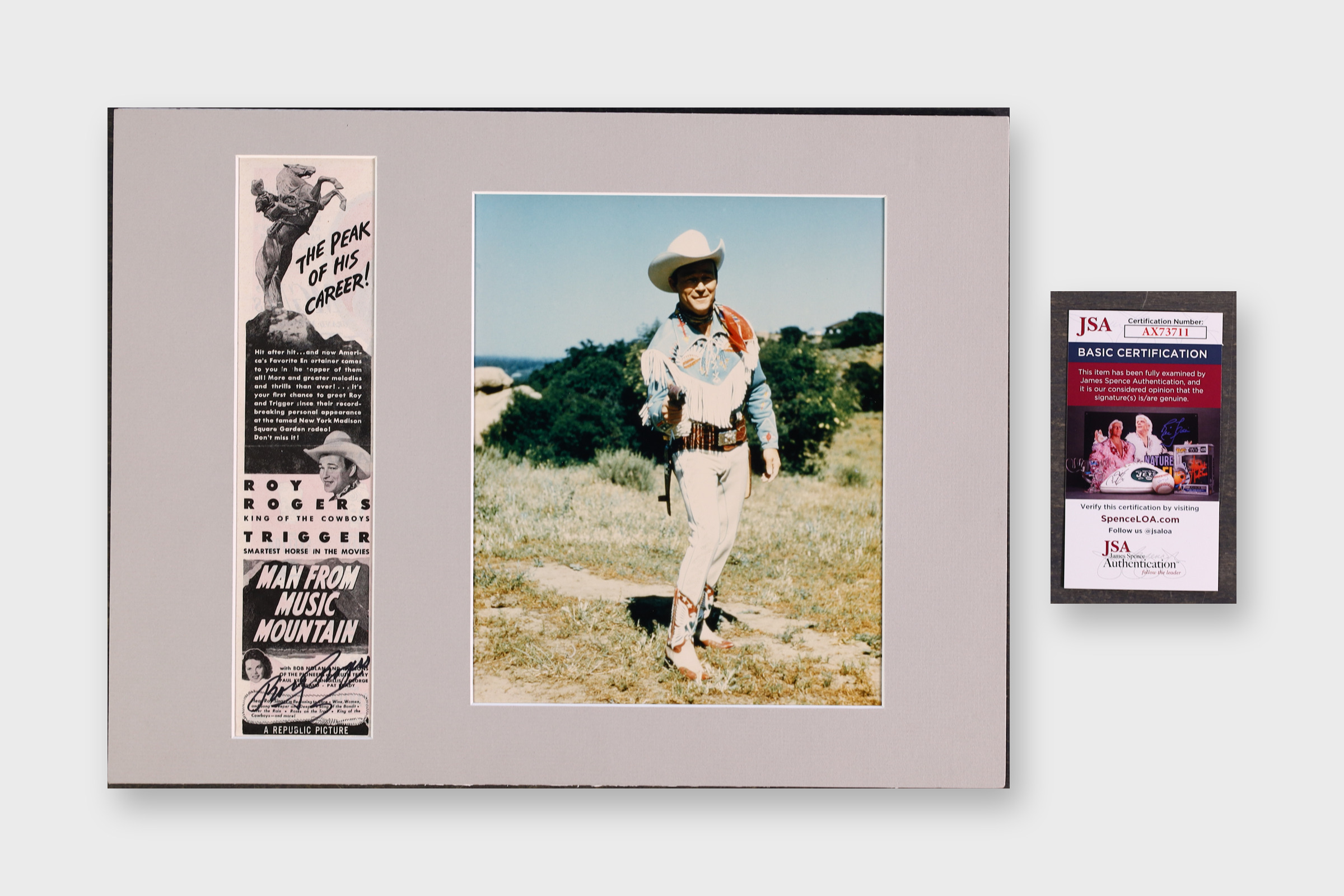 Roy Rogers Signed Display Man From Music Mountain A Republic Picture JSA AX73711