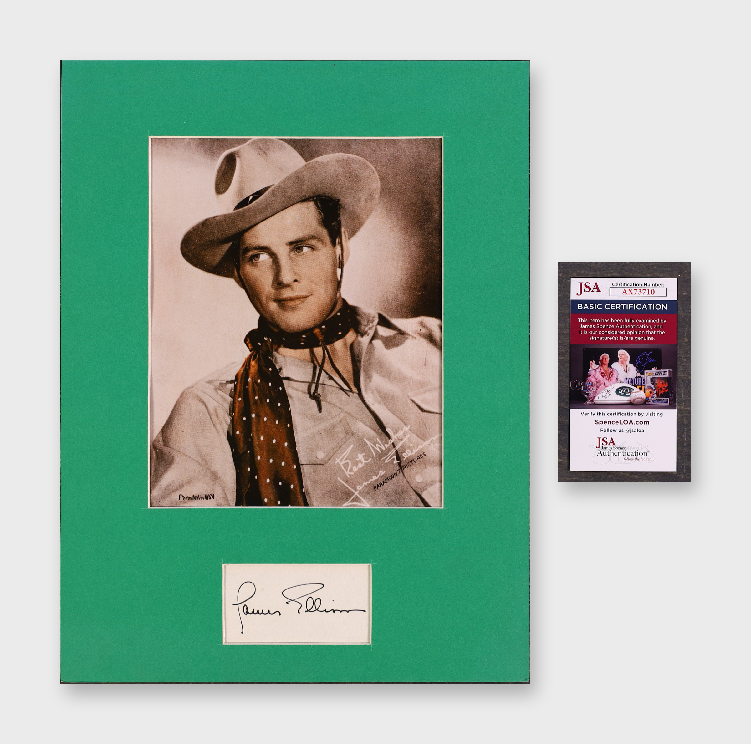 James Ellison Signed Display Paramount Pictures JSA COA AX73710