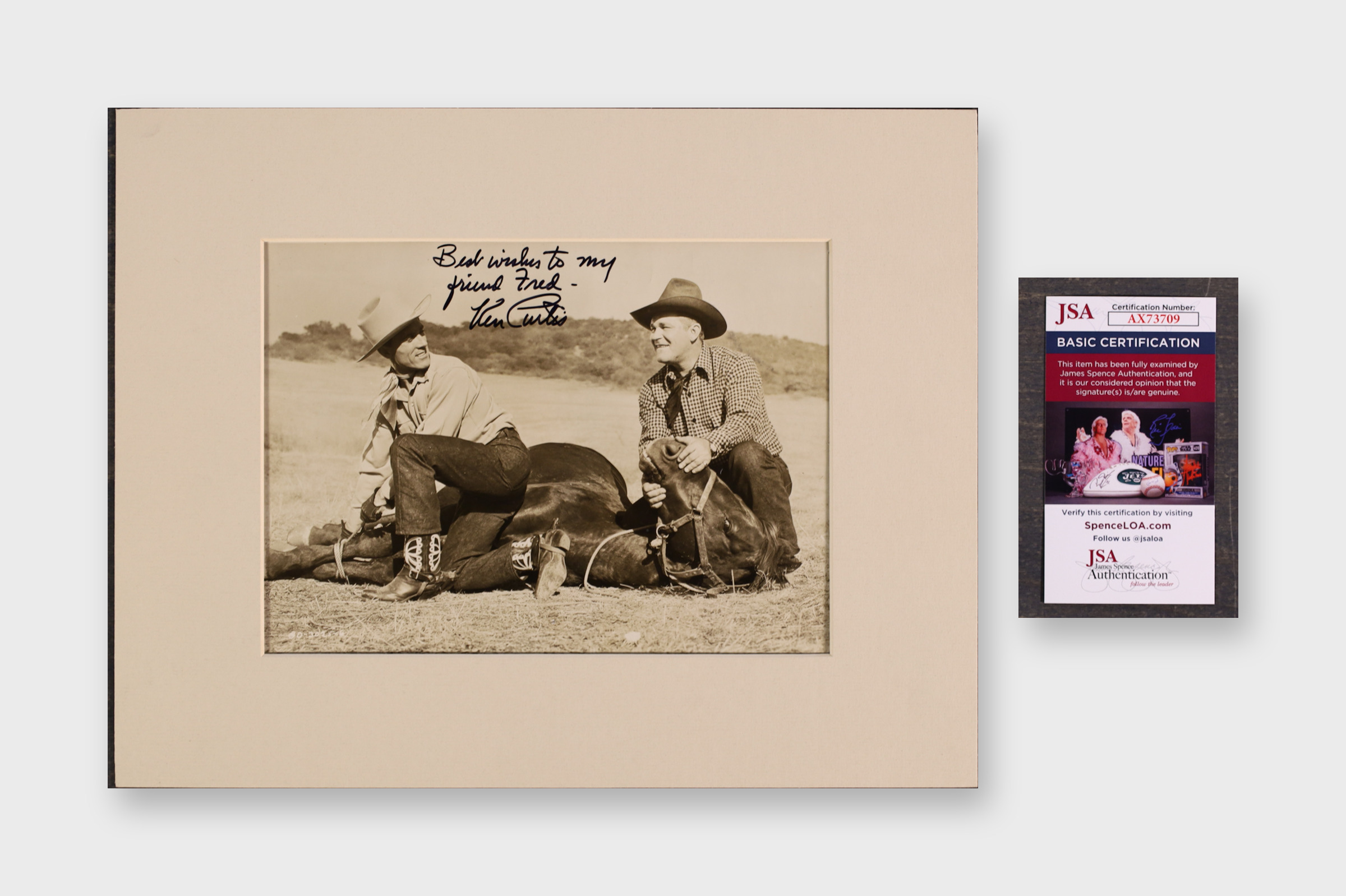 Ken Curtis Signed 1946 Photo Display Western Duncan Poster Serv JSA COA AX73709
