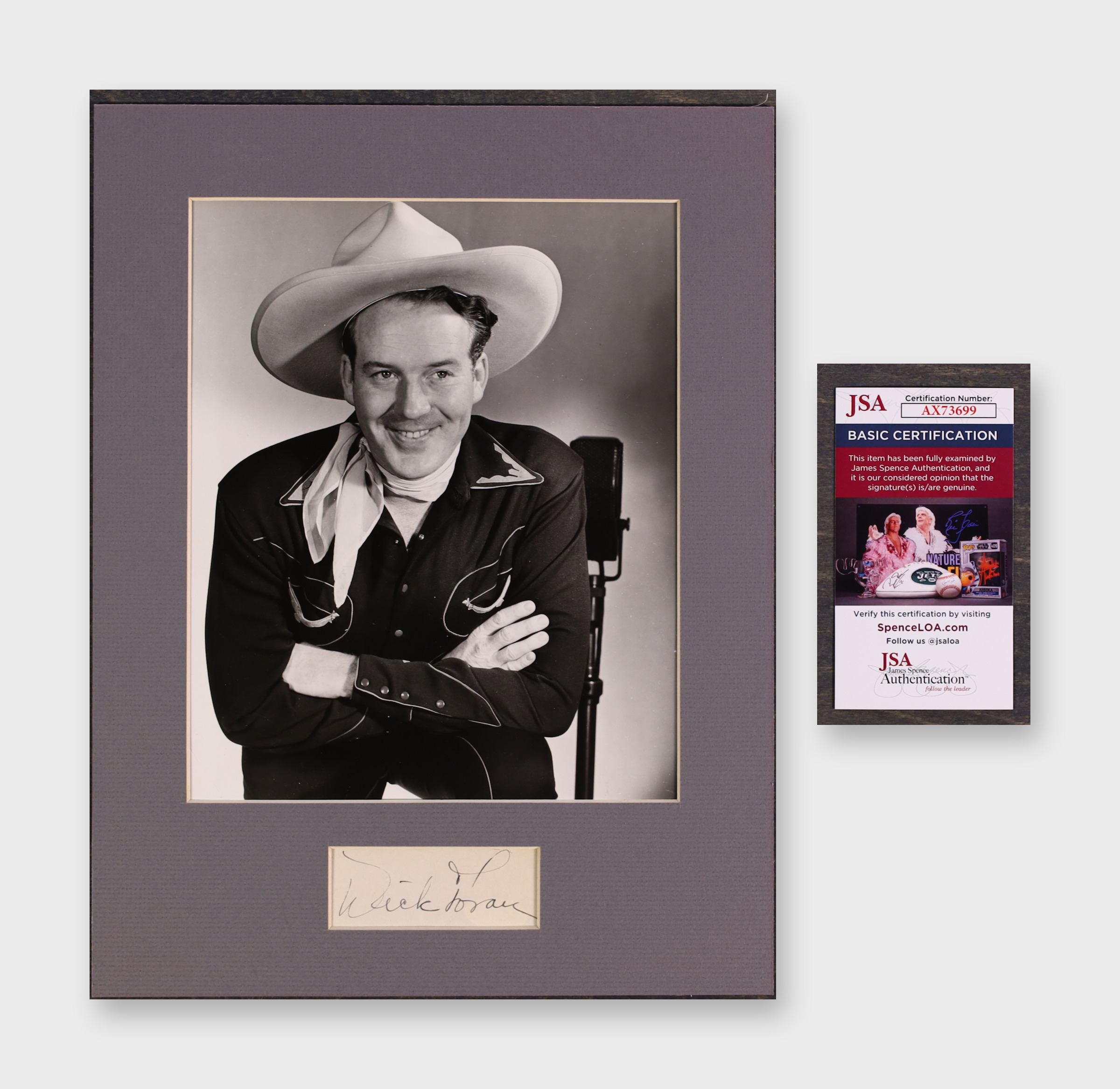 Dick Foran Signed Photo Display Cowboy JSA COA AX73699
