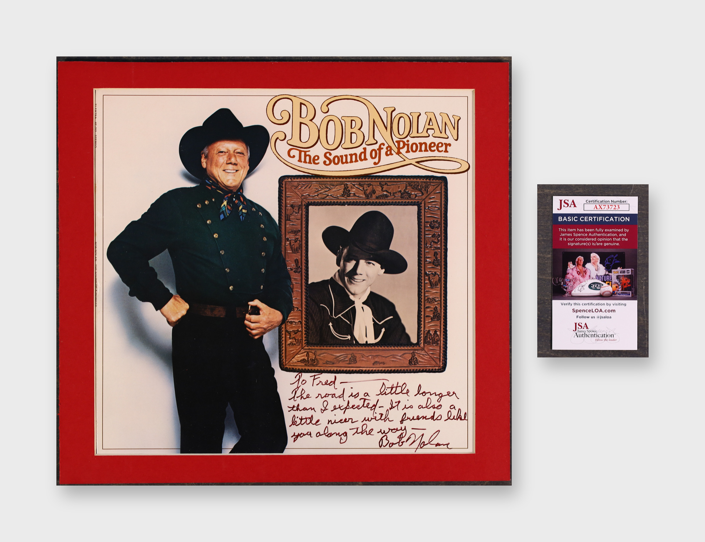 Bob Nolan Signed LP Cover The Sound Of A Pioneer KON