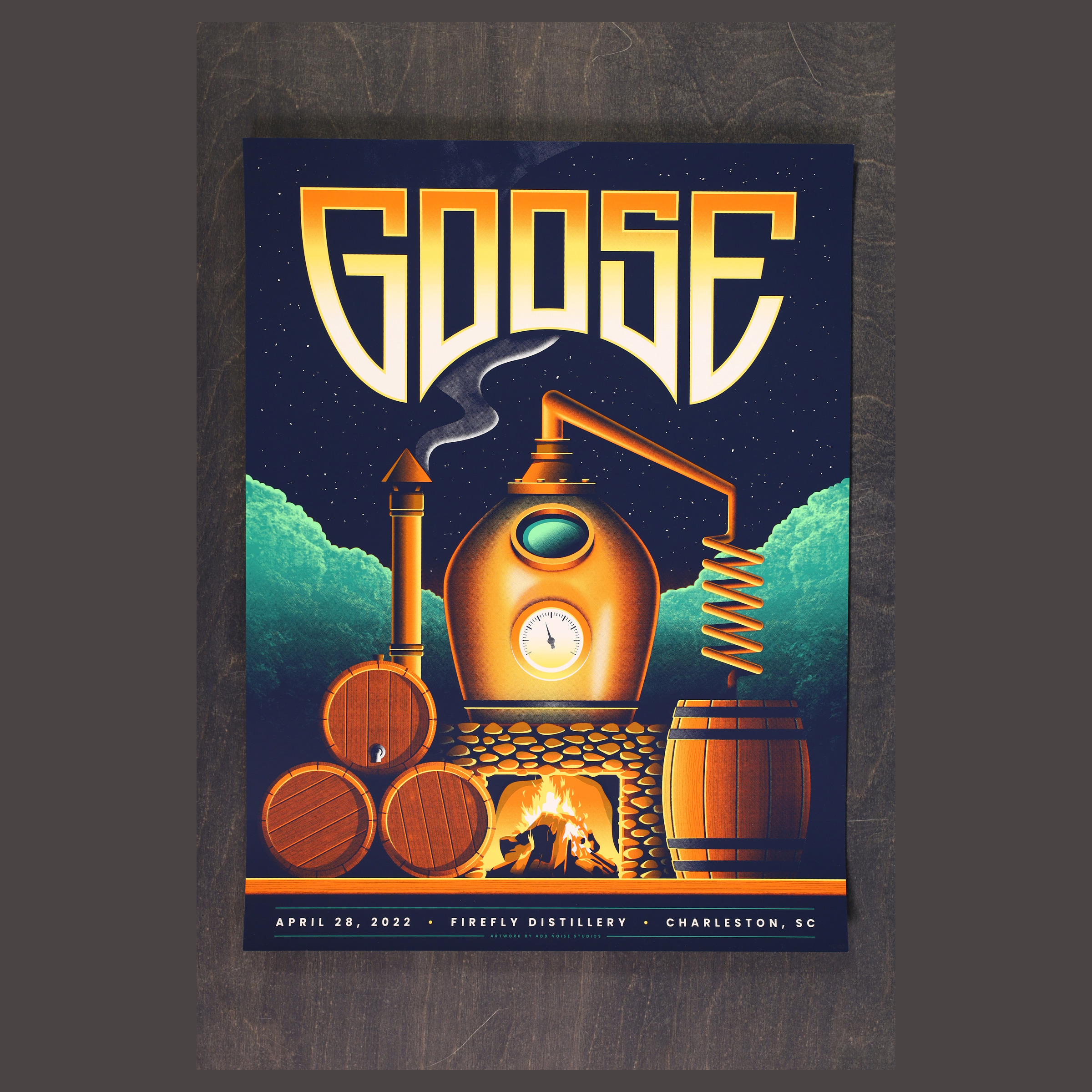Goose April 28 2022 Firefly Distillery Charleston SC 18x24 Poster