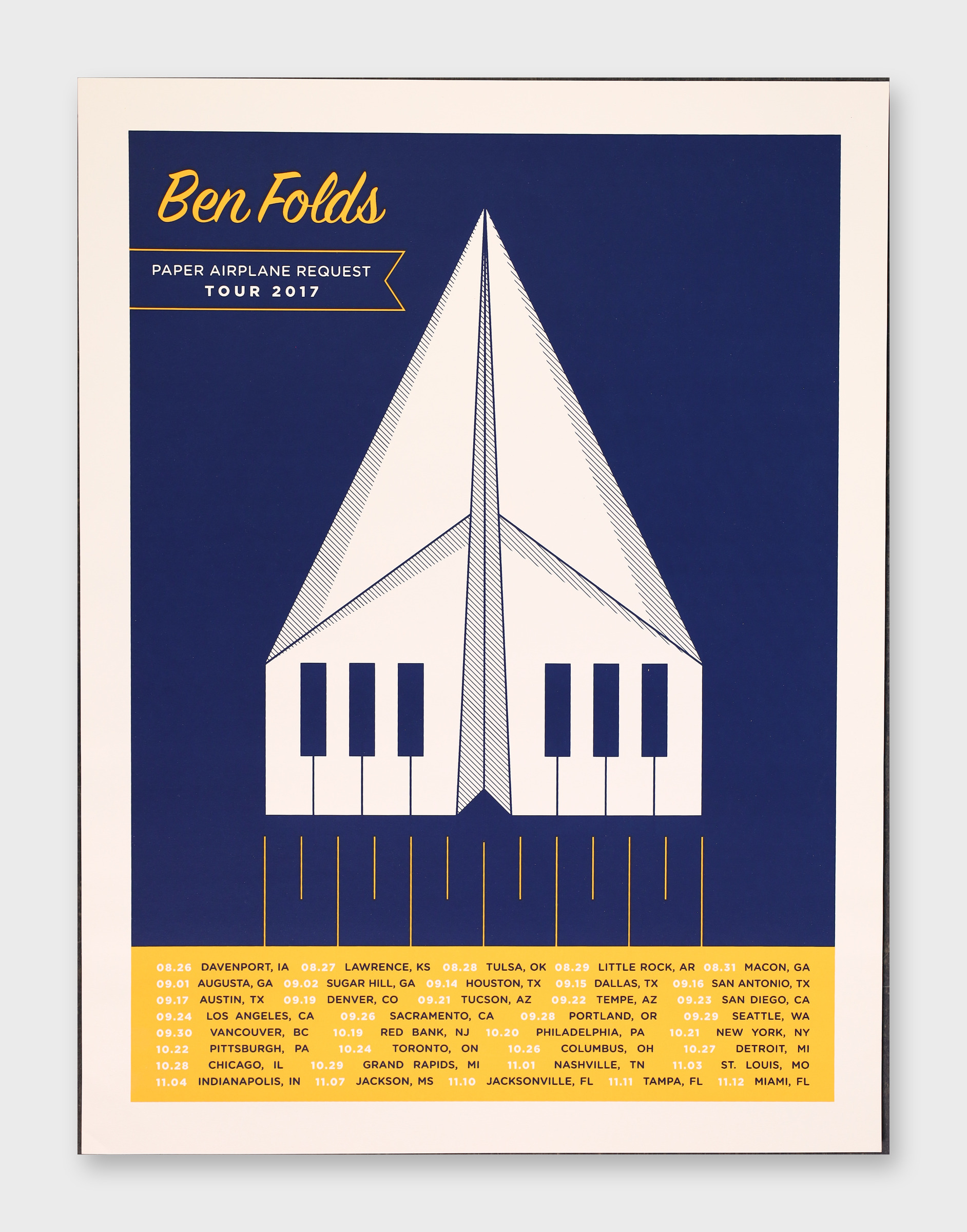 Paper Airplane Request Tour 2017 18x24 Poster Ben Folds