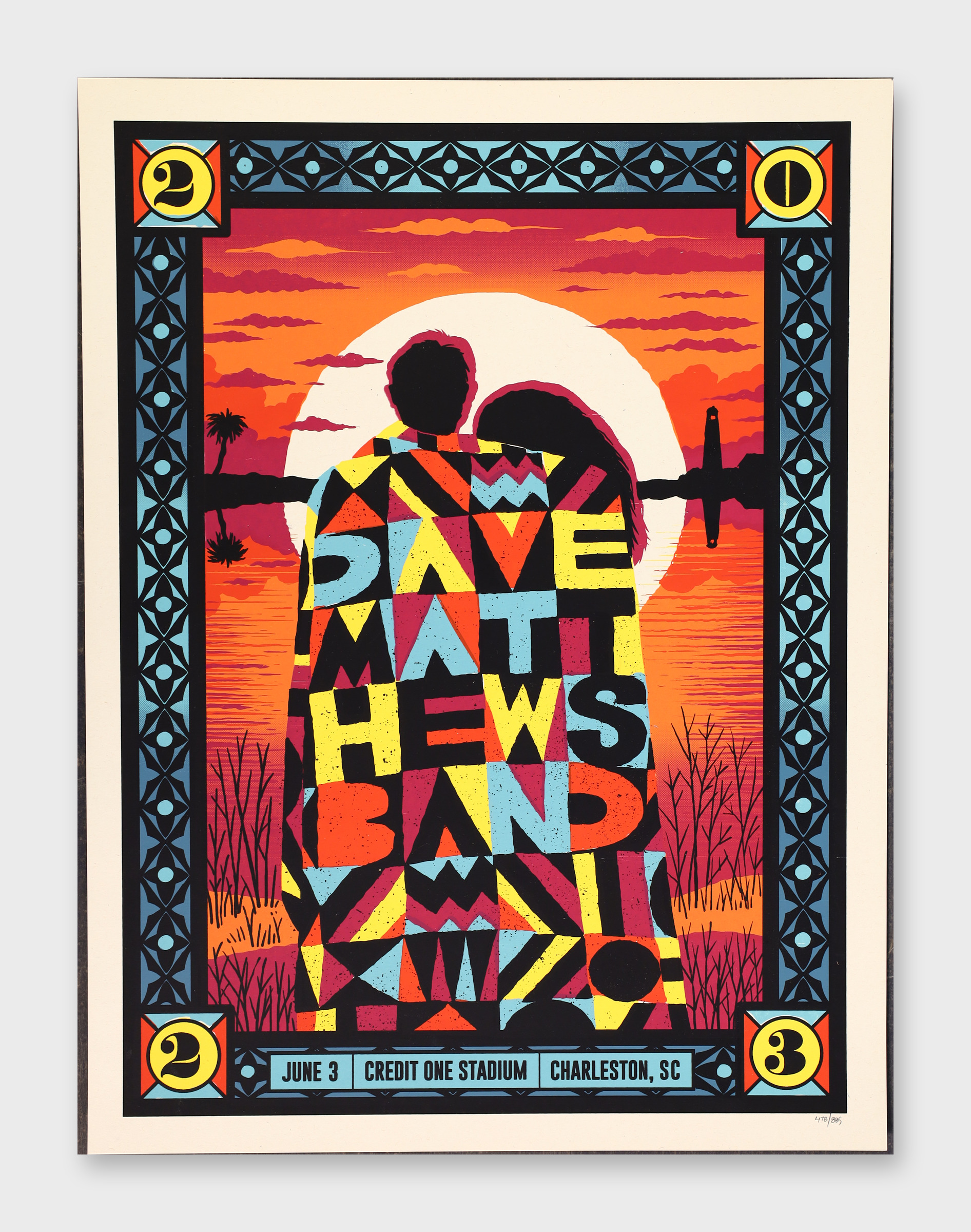 Dave Matthews Band June 3 Credit One Stadium Charleston Sc 18x24 Poster