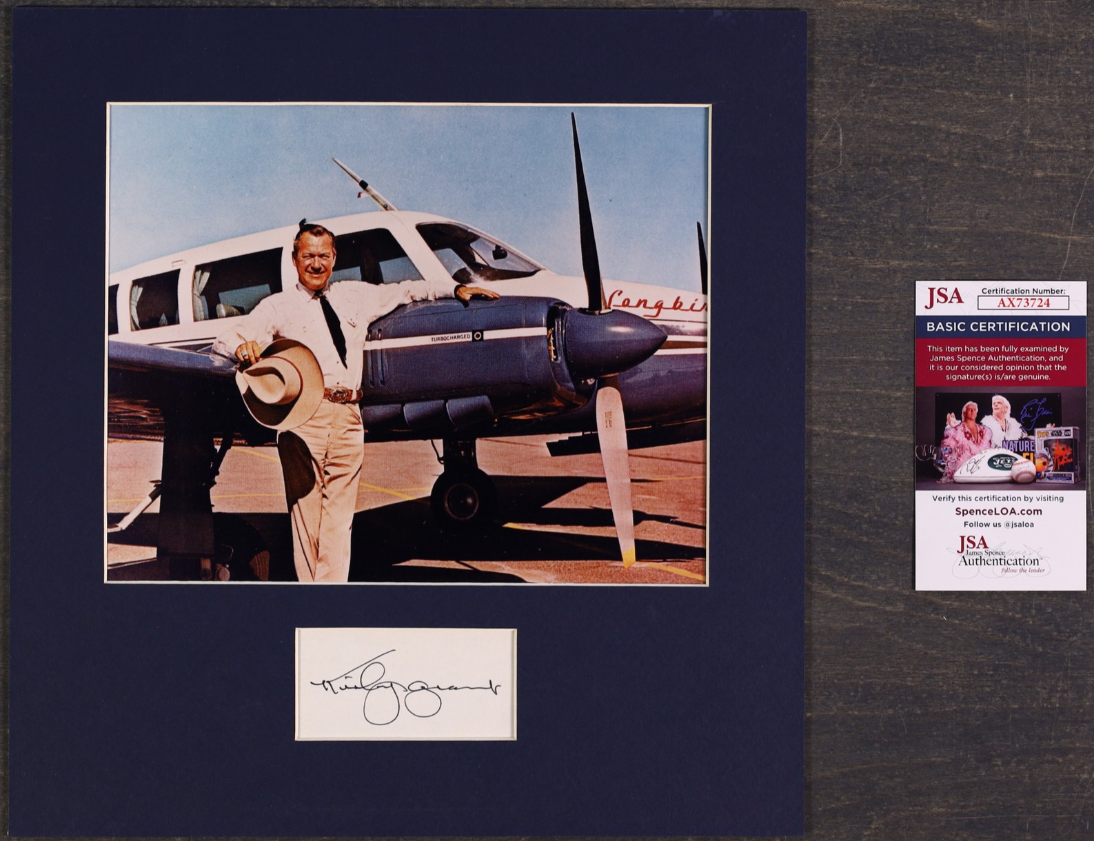 Kirby Grant Signed Photo Display Songbird Airplane JSA COA AX73724