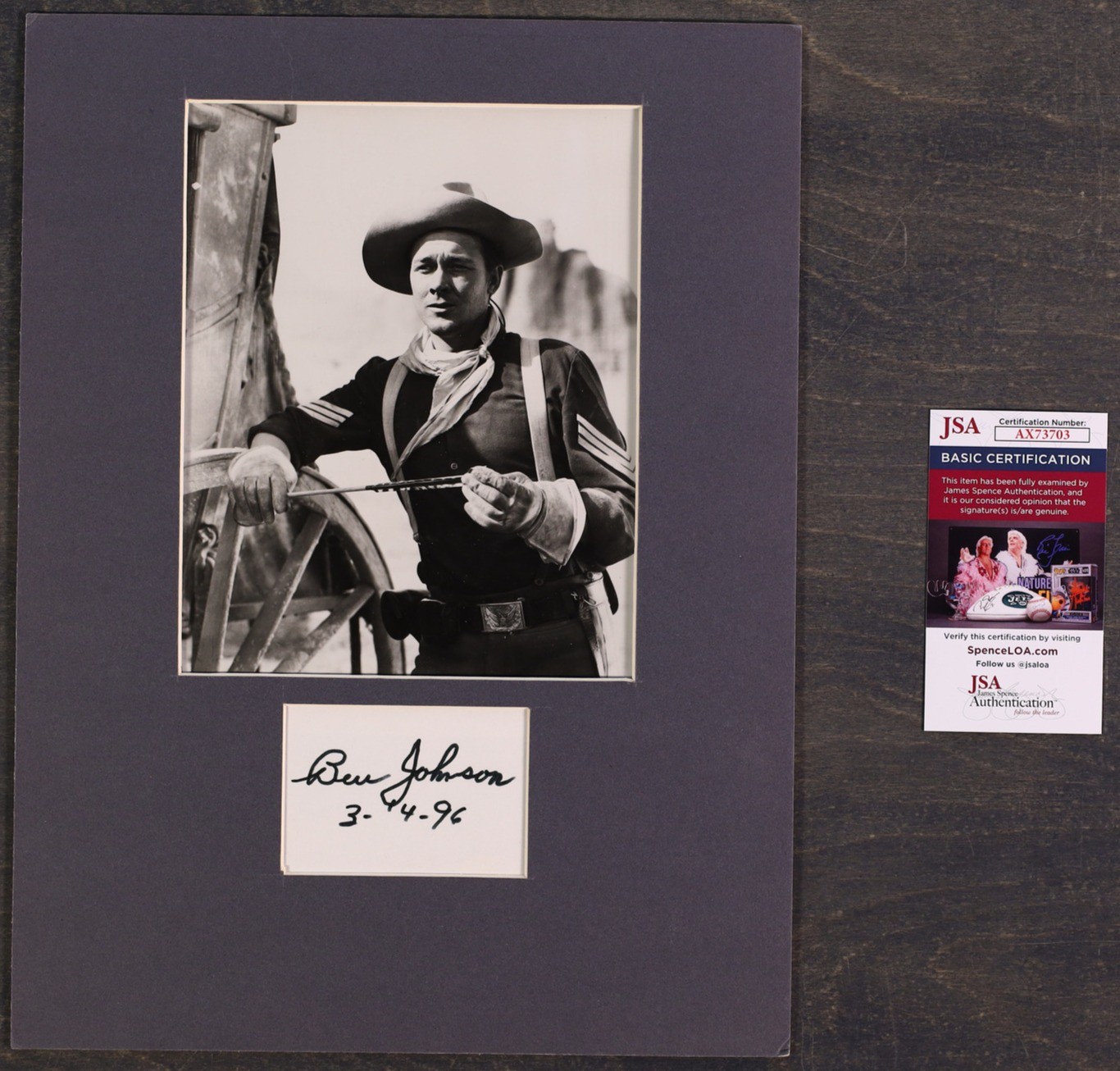 Ben Johnson Signed 1996 Photo Display JSA COA AX73703