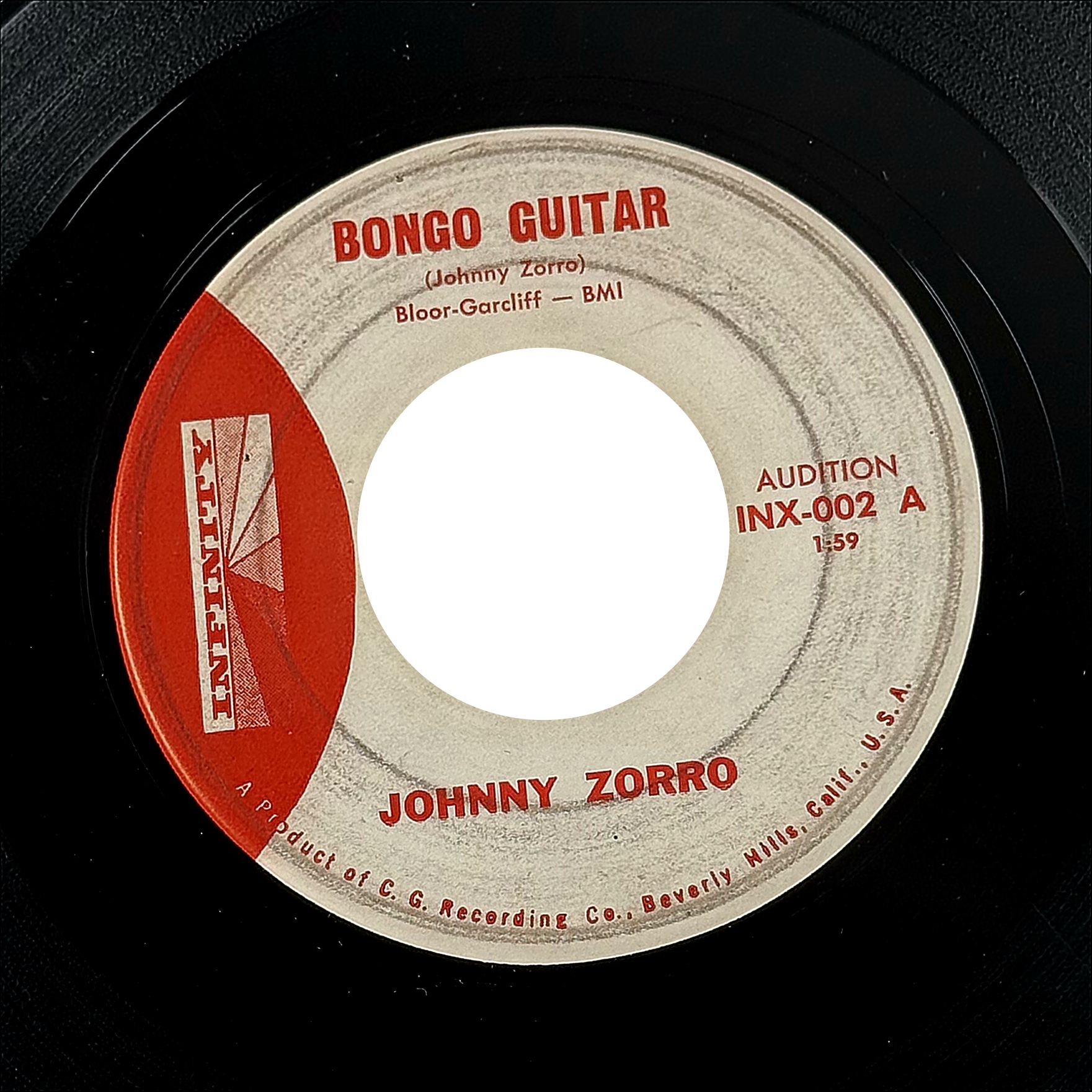 Johnny Zorro Bongo Guitar / Kangaroo Hop 7" Vinyl 45 RPM Infinity INX-002 1961
