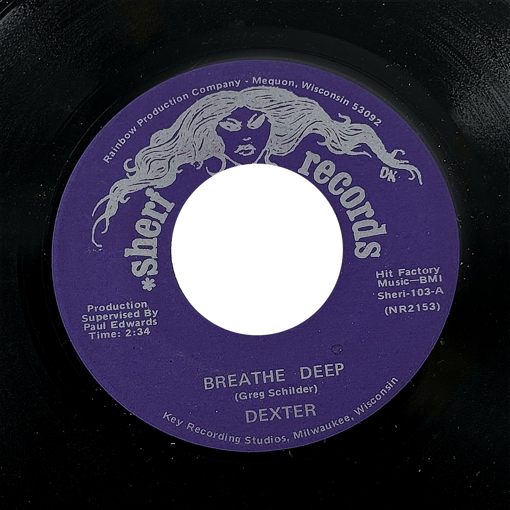Dexter Breathe Deep / Sweet Marie 7" Vinyl 45 RPM Sheri Records Sheri-103 1972