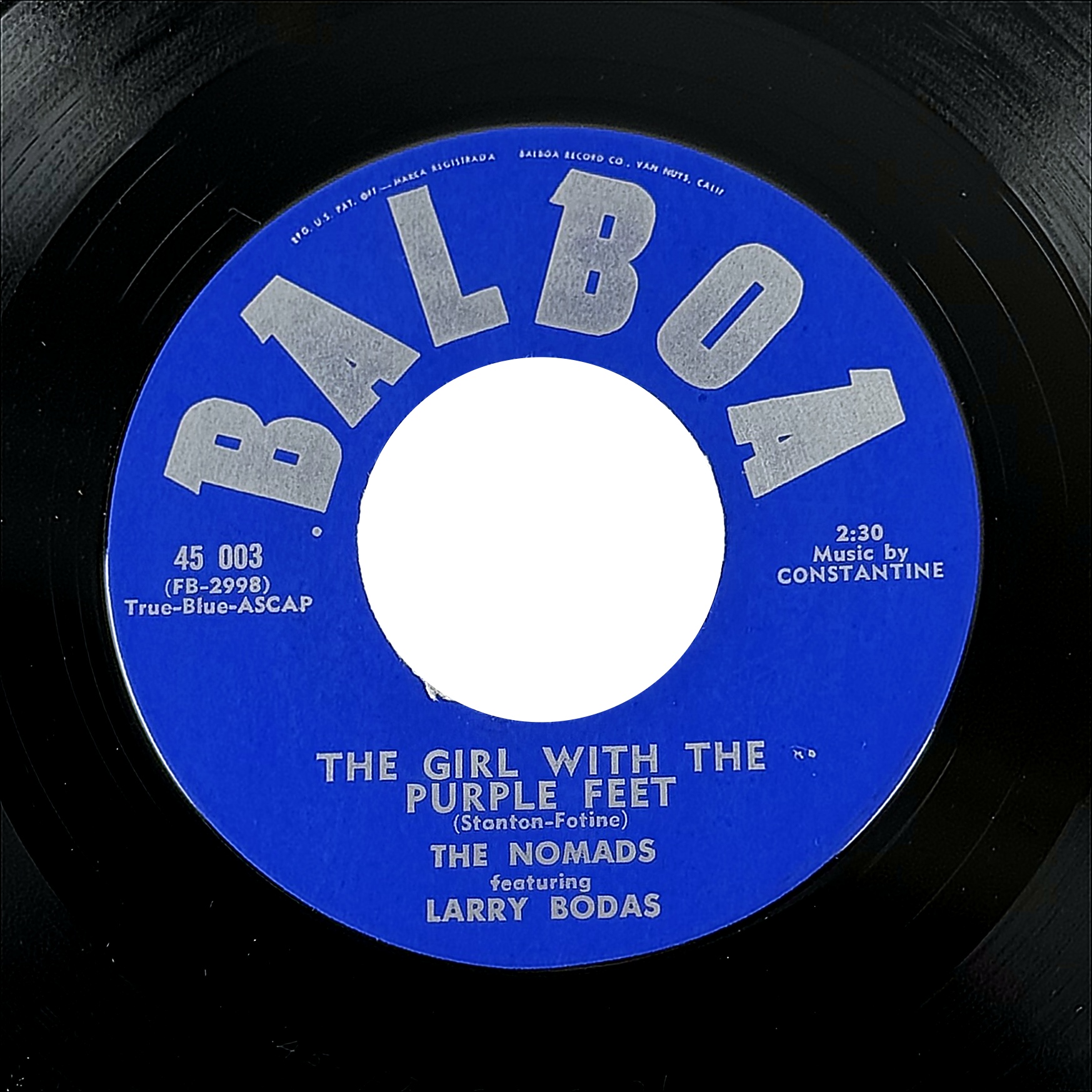 The Nomads Featuring Larry Bodas The Girl With The Purple Feet 7" Vinyl 45 RPM