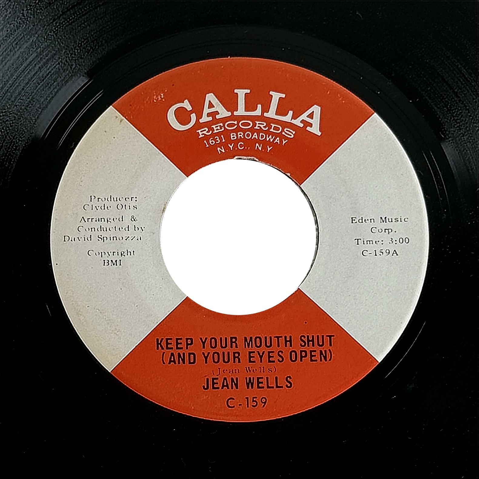Jean Wells Keep Your Mouth Shut (And Your Eyes Open) 7" Vinyl 45 RPM 1969 Soul
