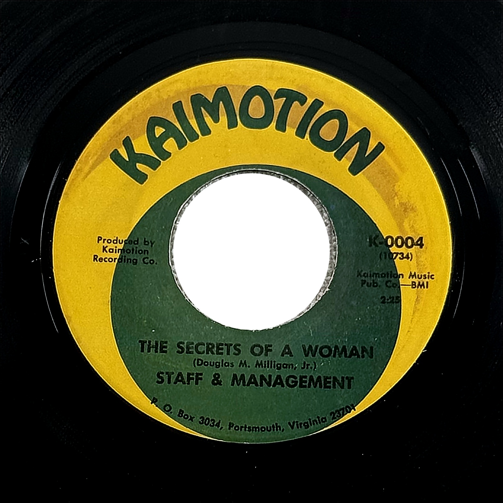 Staff & Management Self Titled 7" Vinyl 45 RPM Kaimotion K-0004 Soul Single
