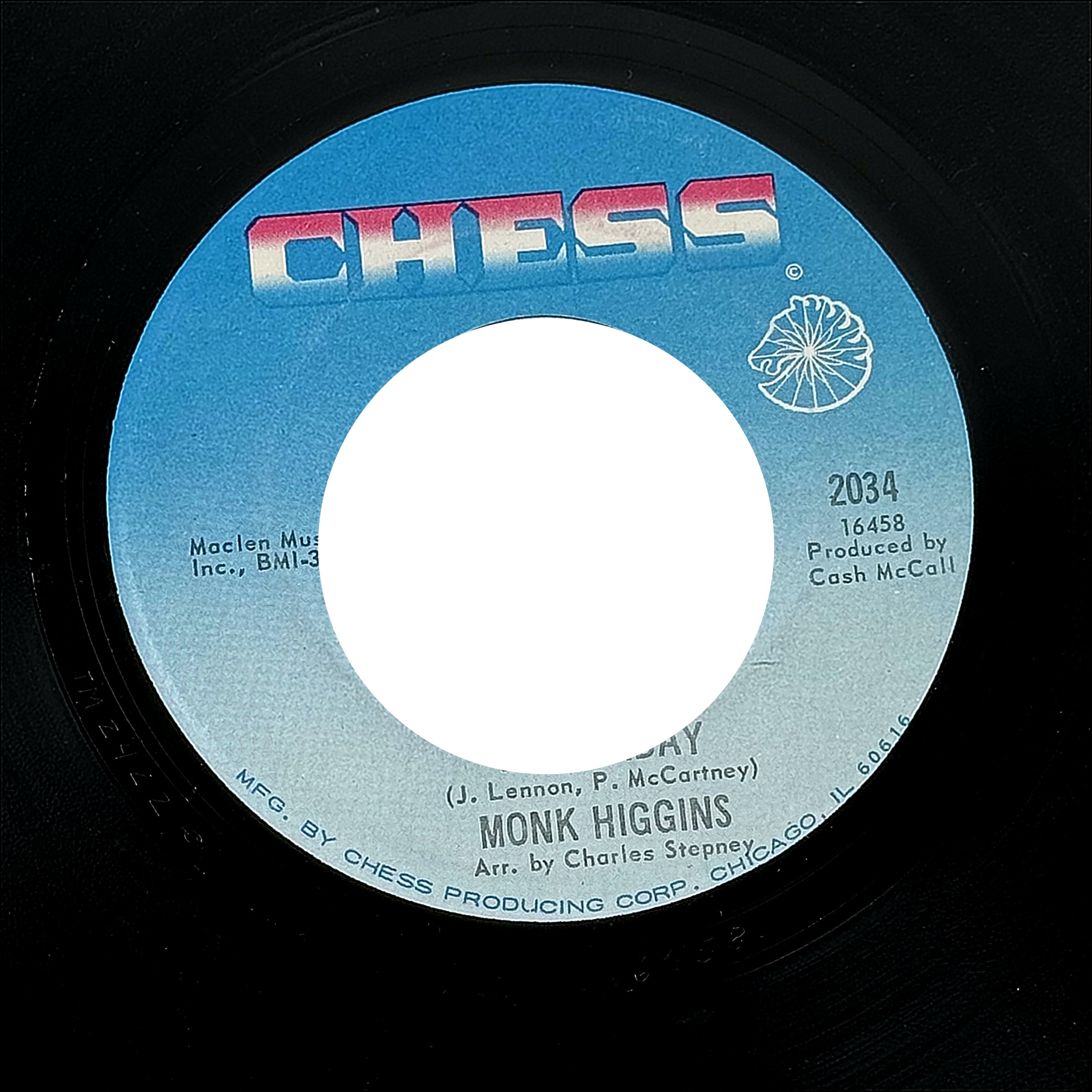 Monk Higgins Yesterday / The Look Of Love 7" Vinyl 45 RPM Chess 2034 1967 Soul