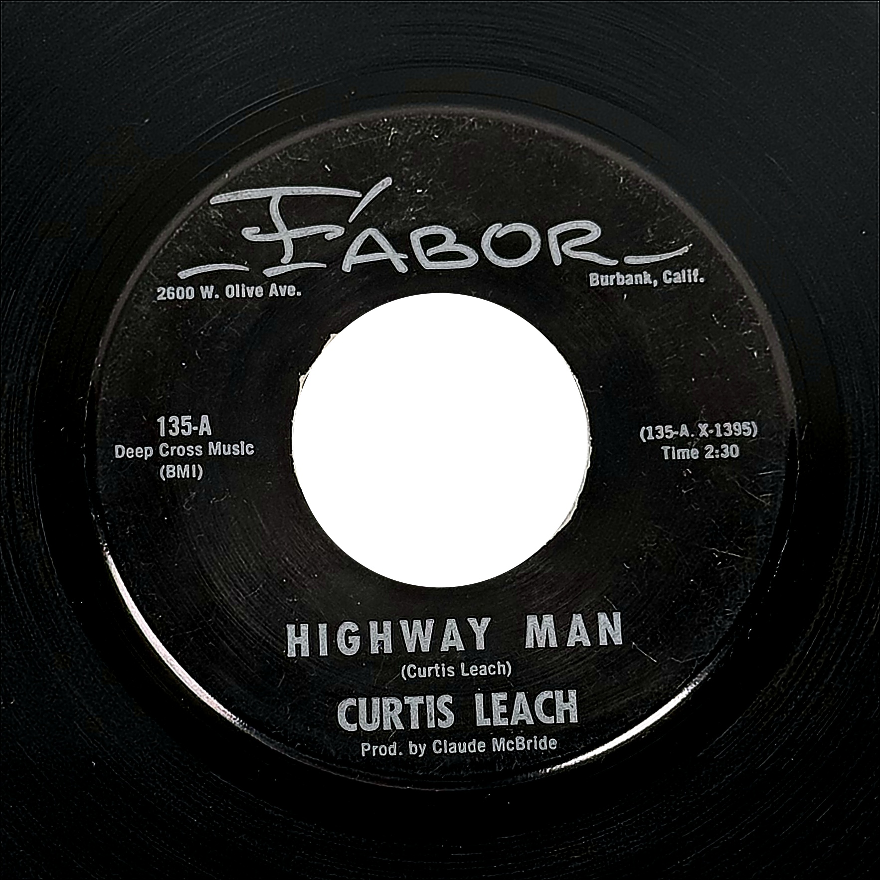Curtis Leach Highway Man / Oklahoma Home Of My Heart 7" Vinyl 45 RPM Fabor 135