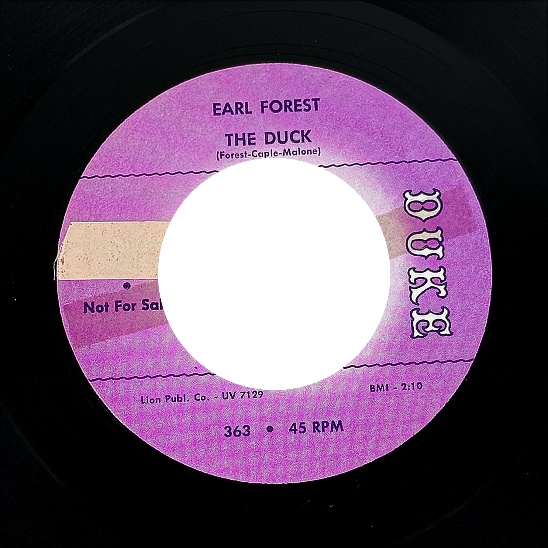 Earl Forest The Duck / The Crown 7" Vinyl 45 RPM DUKE 363 1963 R&B 1960s Single