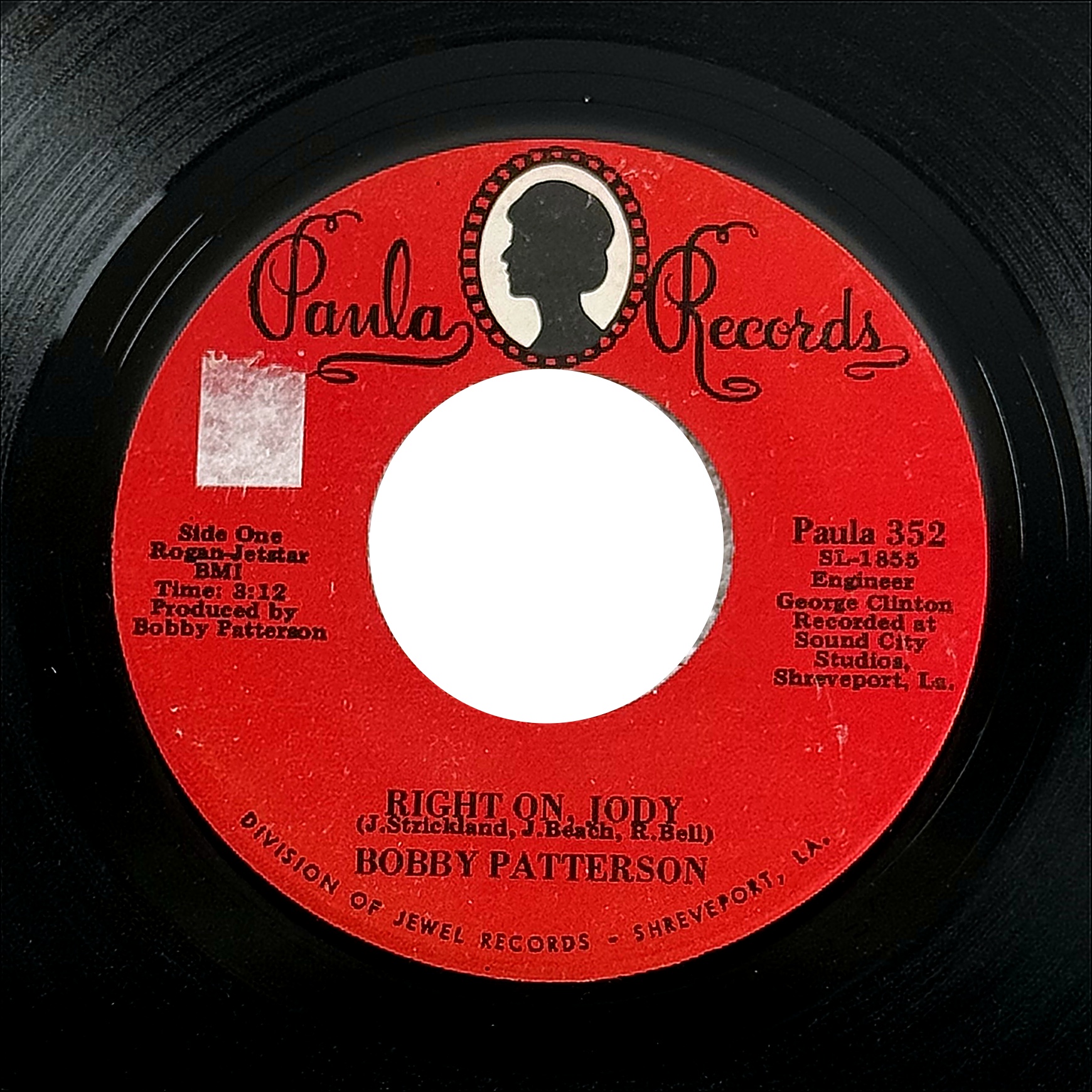 Bobby Patterson Right On Jody / If You Took A Survey 7" Vinyl 45 RPM 1971 Funk