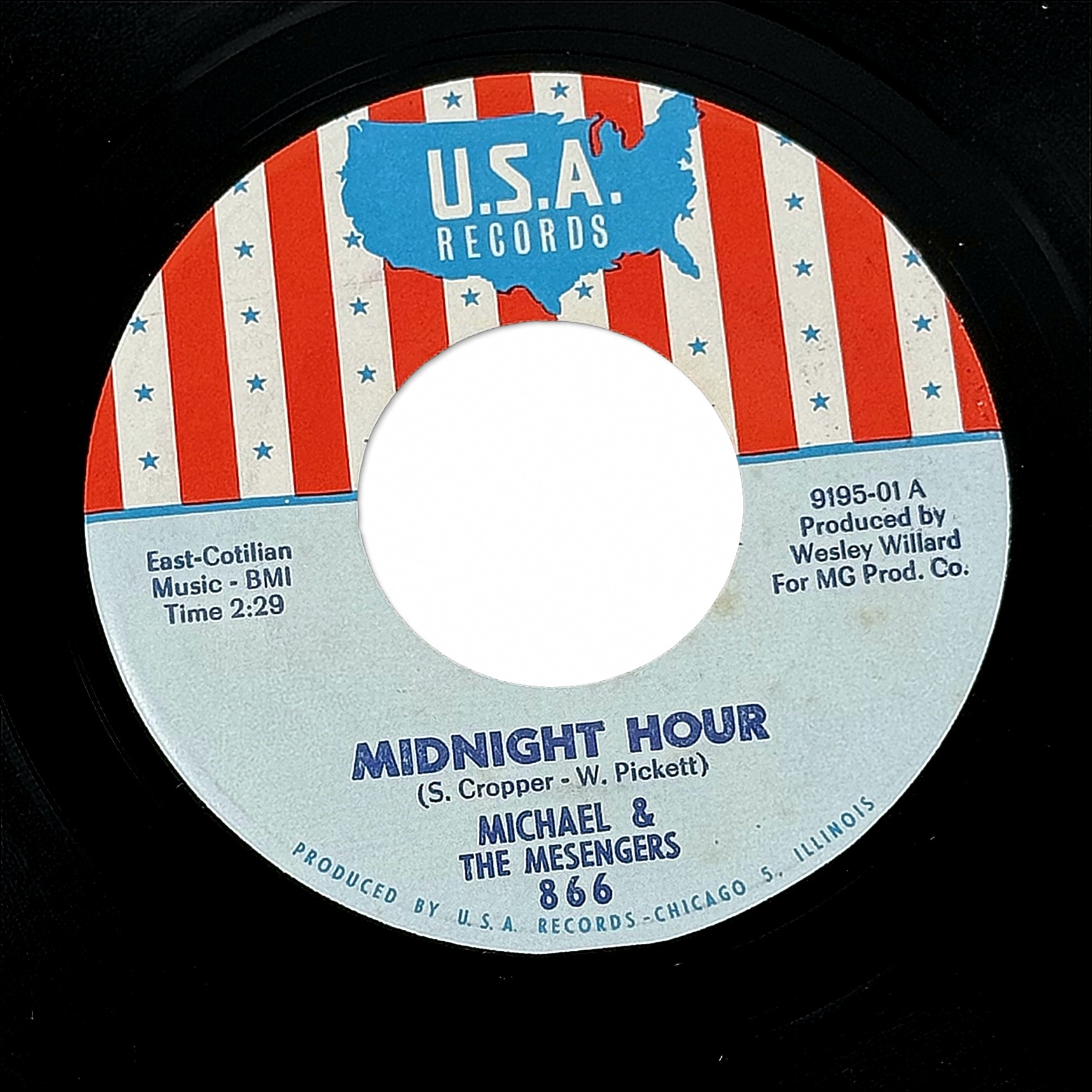 Michael & The Mesengers Midnight Hour / Up Til News 7" Vinyl 45 RPM 1967 Garage