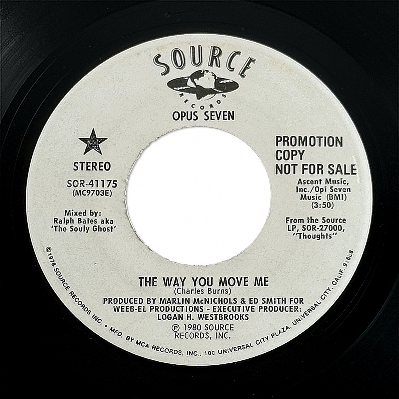 Opus Seven The Way You Move Me / Hey Big Brother 7" Vinyl 45 RPM Source Records