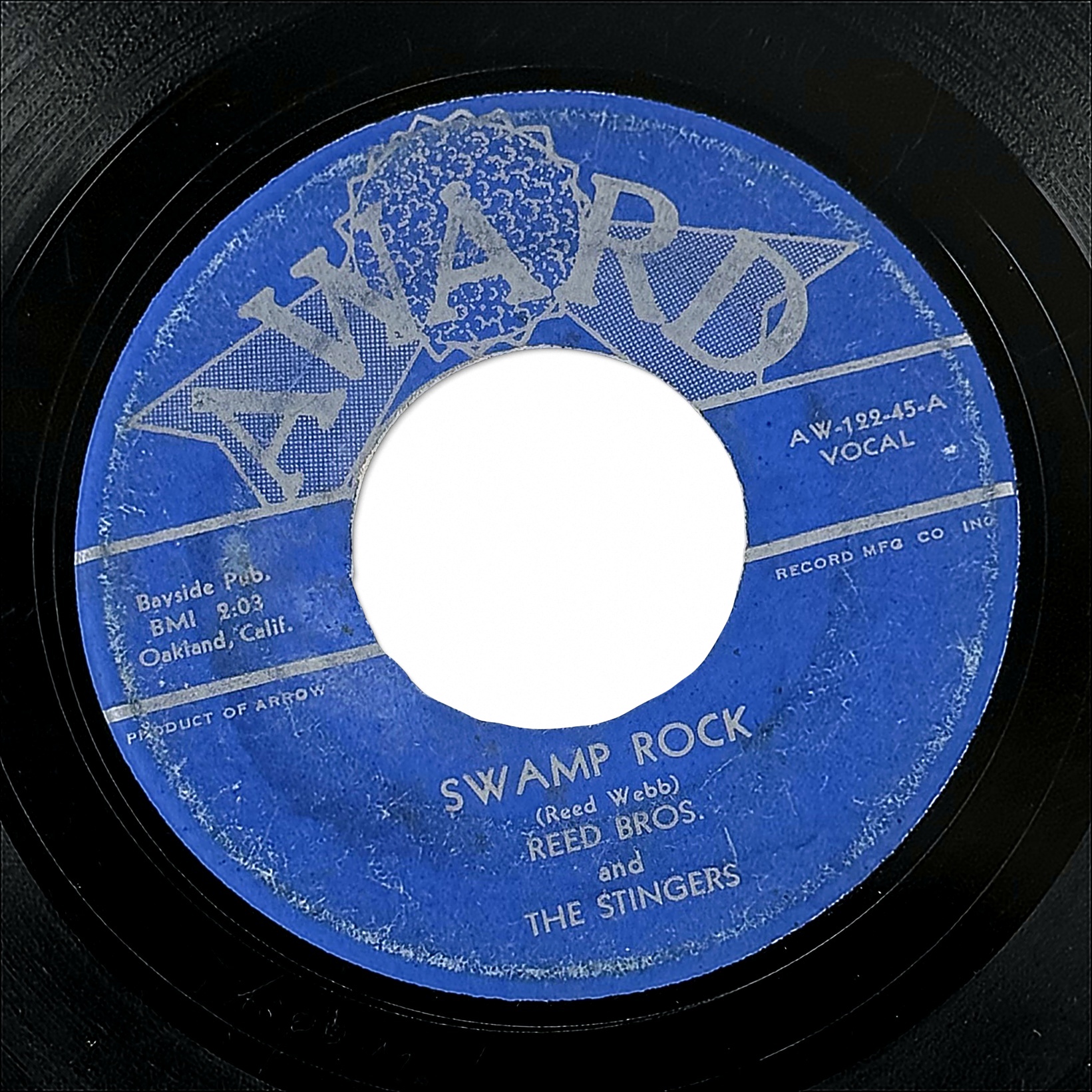 Reed Bros And The Stingers Swamp Rock 7" Vinyl 45 RPM Award 1958 Rockabilly