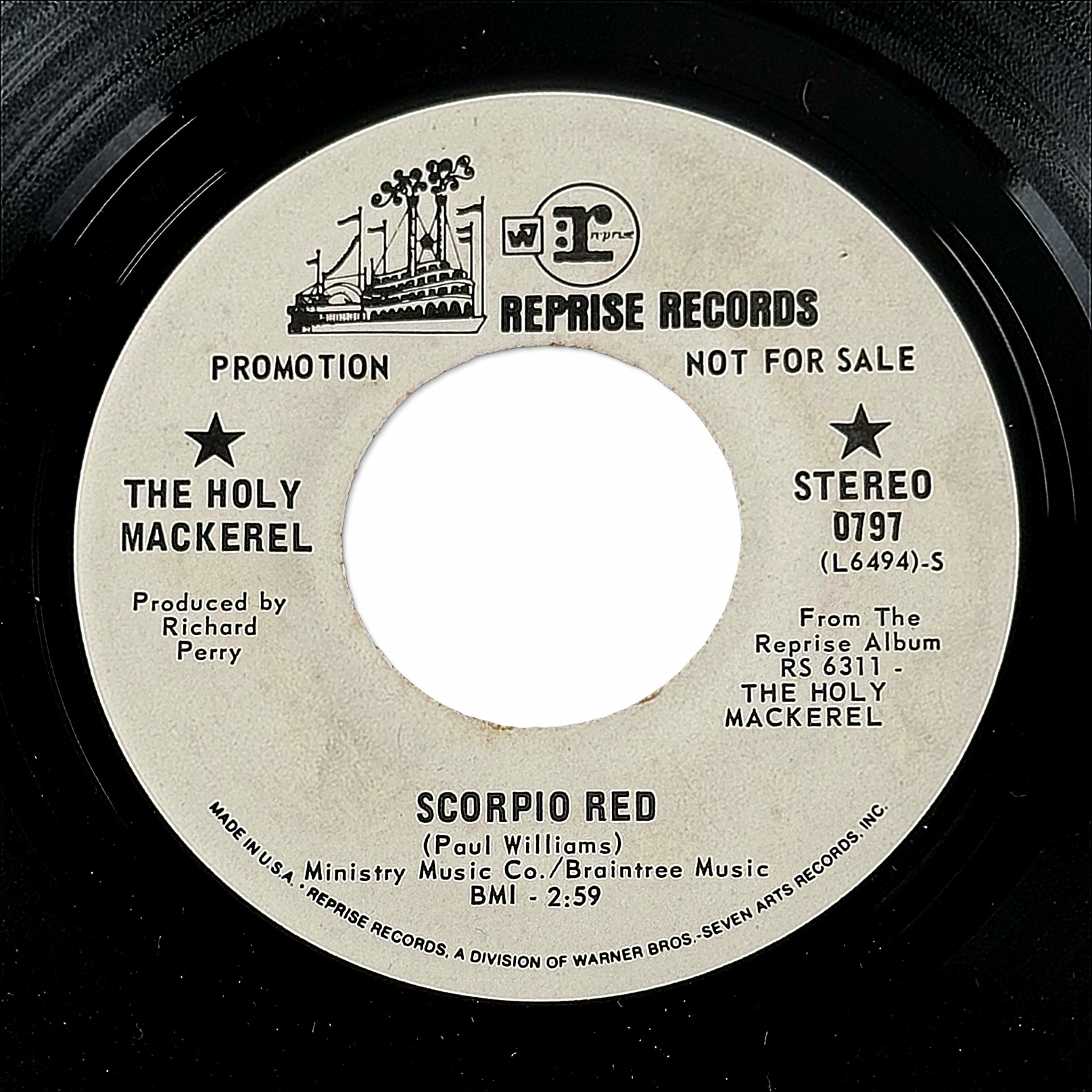 The Holy Mackerel Scorpio Red / The Lady Is Waiting 7" Vinyl 45 RPM 1968 Psych