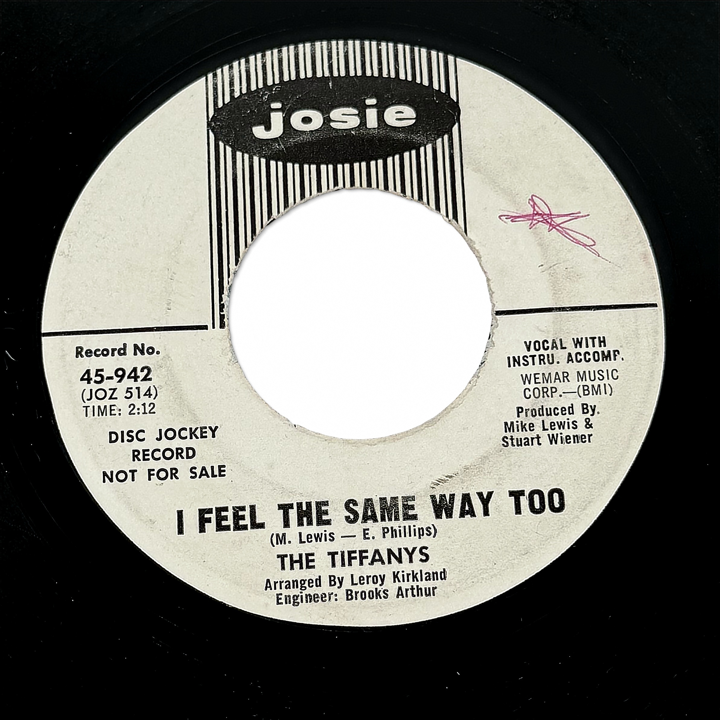 The Tiffanys I Just Wanna Be Your Girl / I Feel The Same Way Too 7" Vinyl 45 RPM