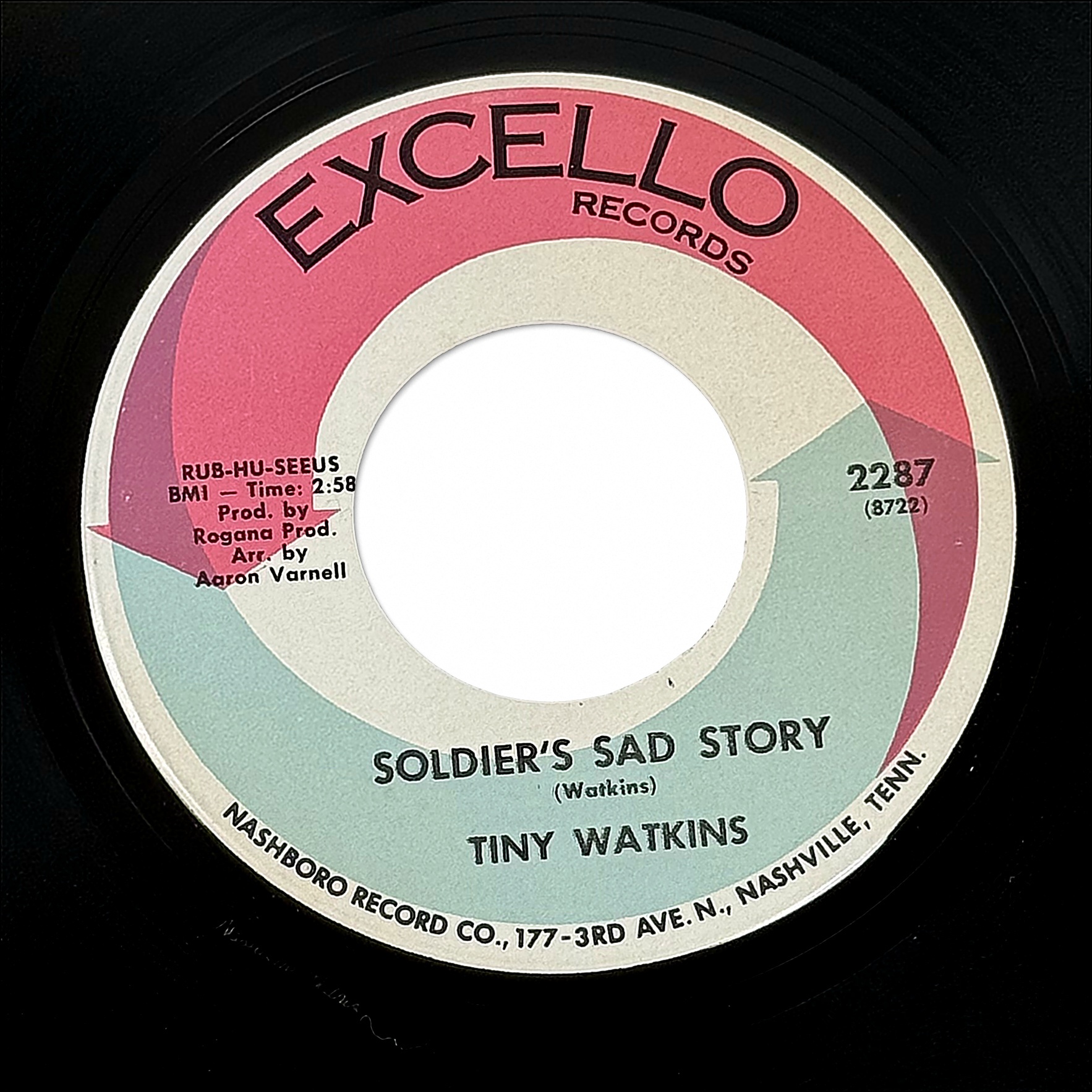 Tiny Watkins Soldier's Sad Story / Love Flows Like A River 7" Vinyl 45 RPM 1967