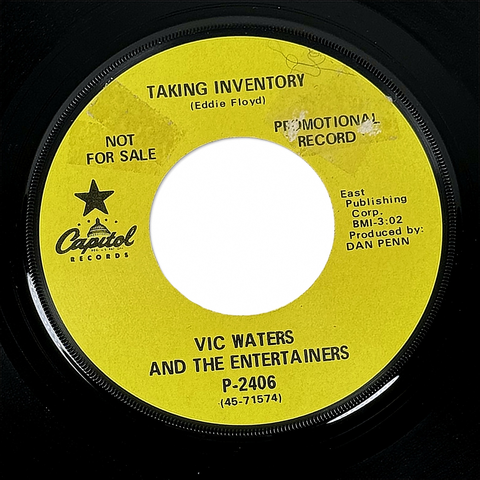 Vic Waters And The Entertainers Taking Inventory 7" Vinyl 45 RPM Capitol Records